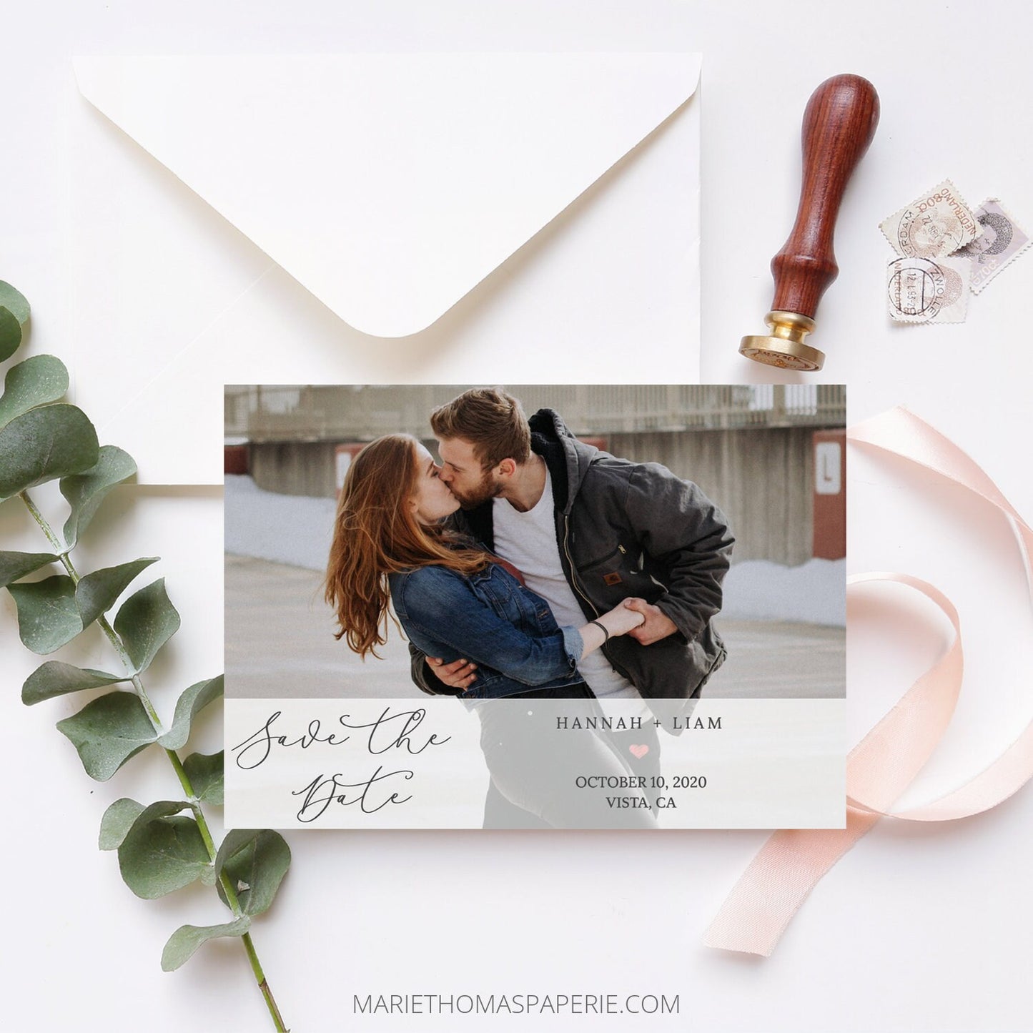 Editable  Save the Date with Photo Save the Date Cards Wedding Announcement Text Digital Template