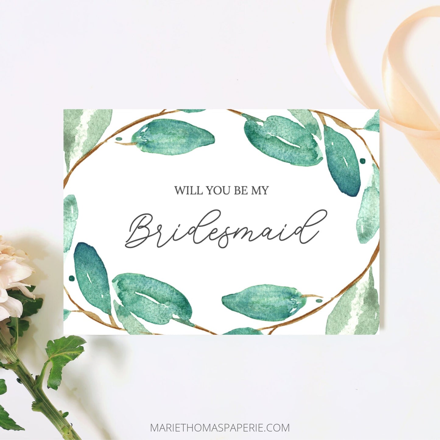 Editable Haven Will You Be My Bridesmaid Card Bridesmaid Proposal Card Greenery Bridesmaid Card Maid of Honor Proposal Card Template