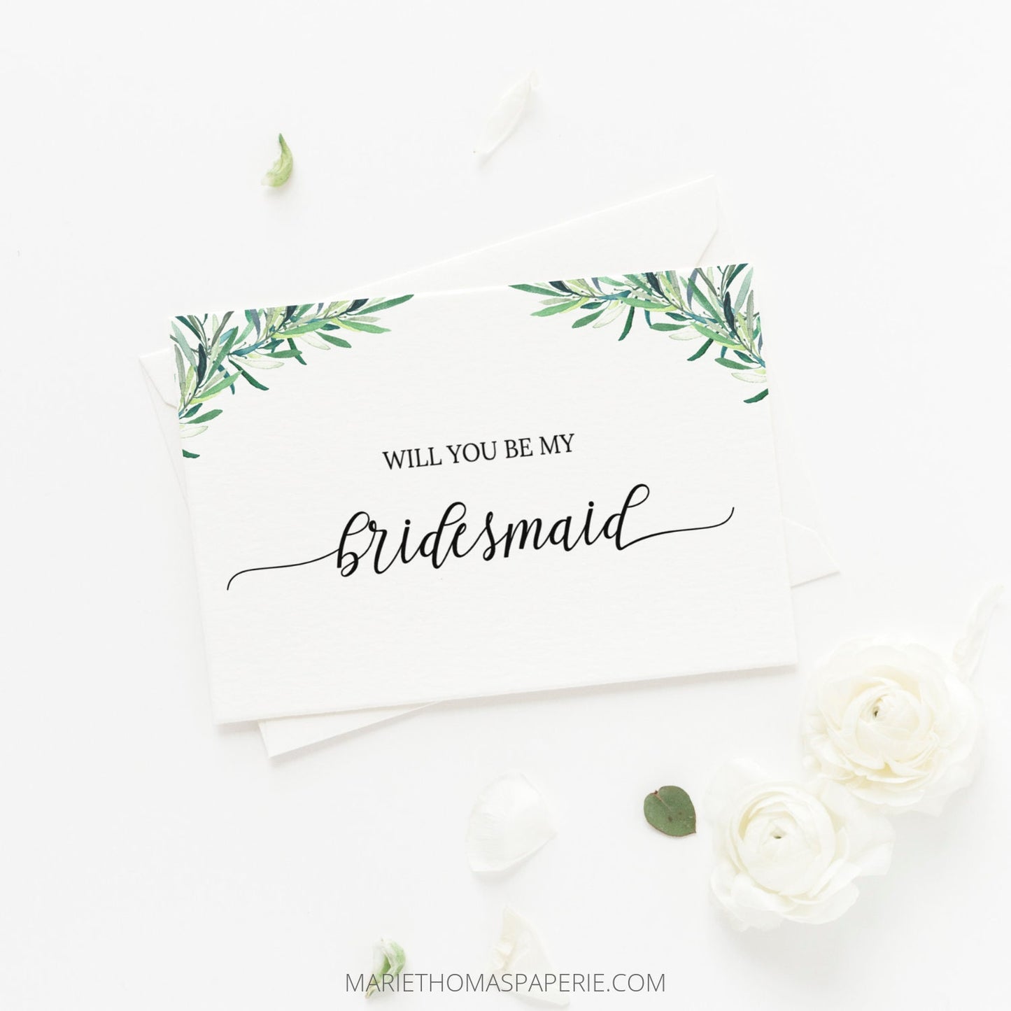 Editable Will You Be My Bridesmaid Card Bridesmaid Proposal Card Greenery Bridal Proposal Maid of Honor Proposal Template