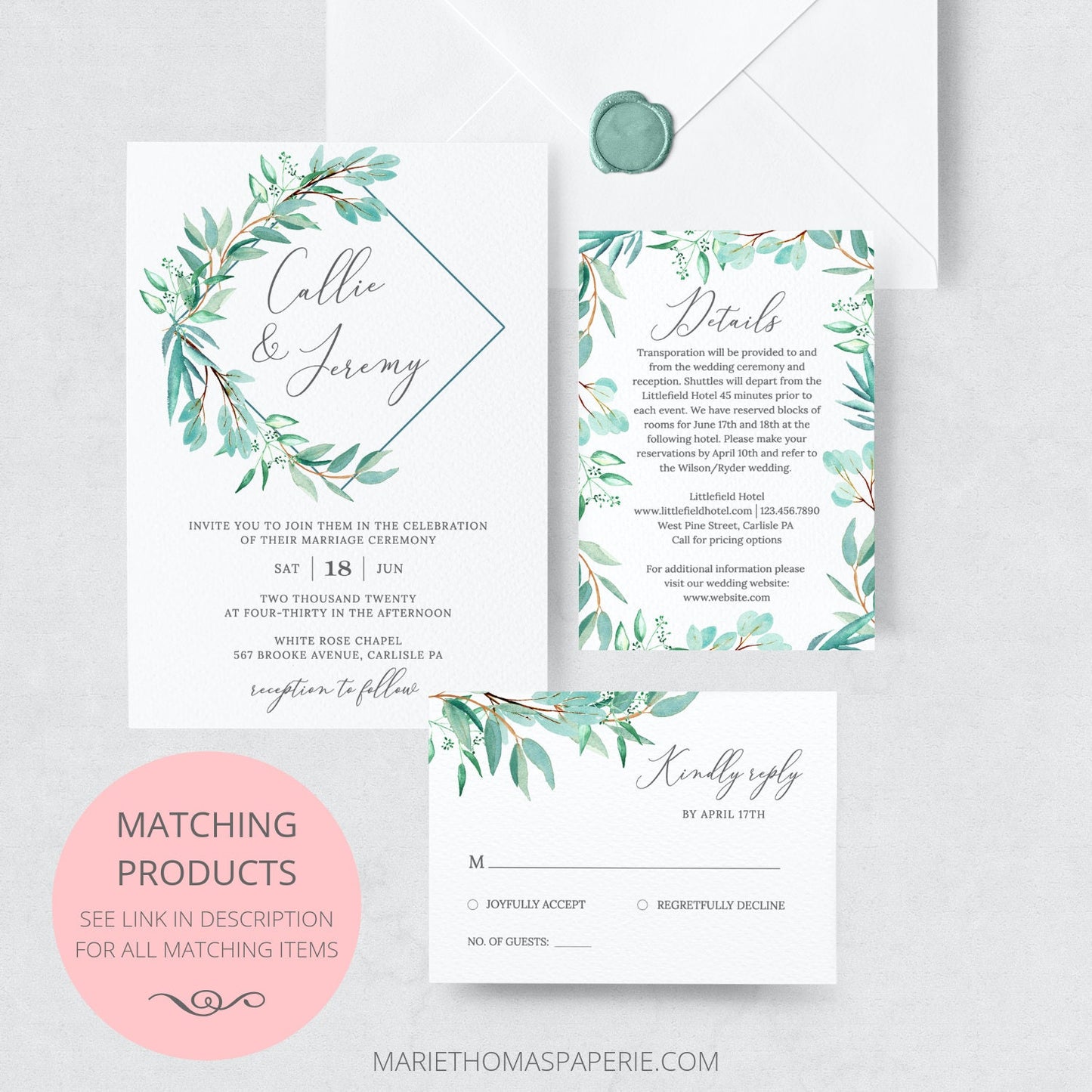 Editable Wedding Program Eucalyptus Greenery Wedding Ceremony Program Flat Wedding Program Template