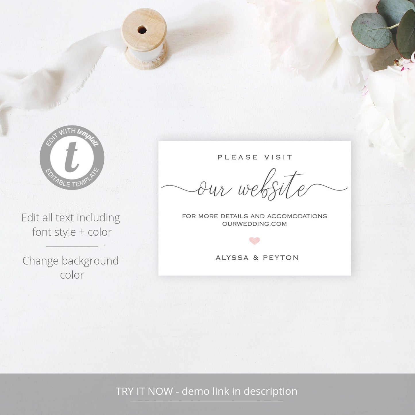 Editable Wedding Website Card Registry Card Details Card Wedding Registry Card Insert Wedding Invitation Insert Accommodation Cards Template