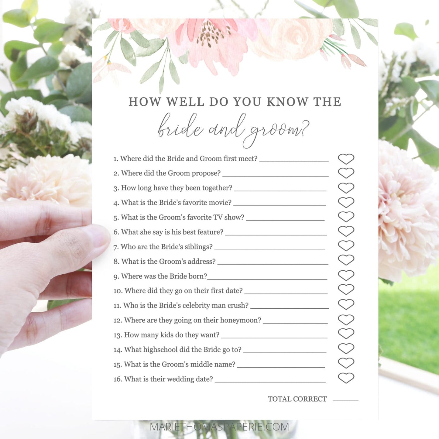 Editable How Well Do You Know the Bride and Groom Bridal Shower Games Wedding Games Template