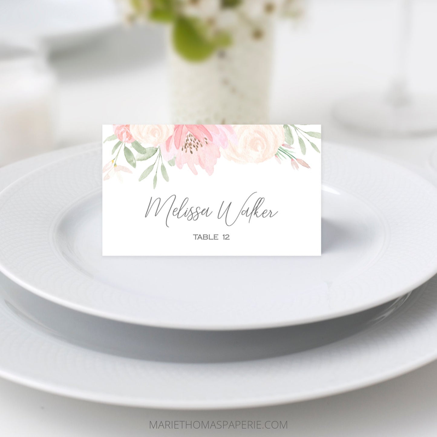 Editable Blush Wedding Place Card Wedding Name Card Escort Card Template