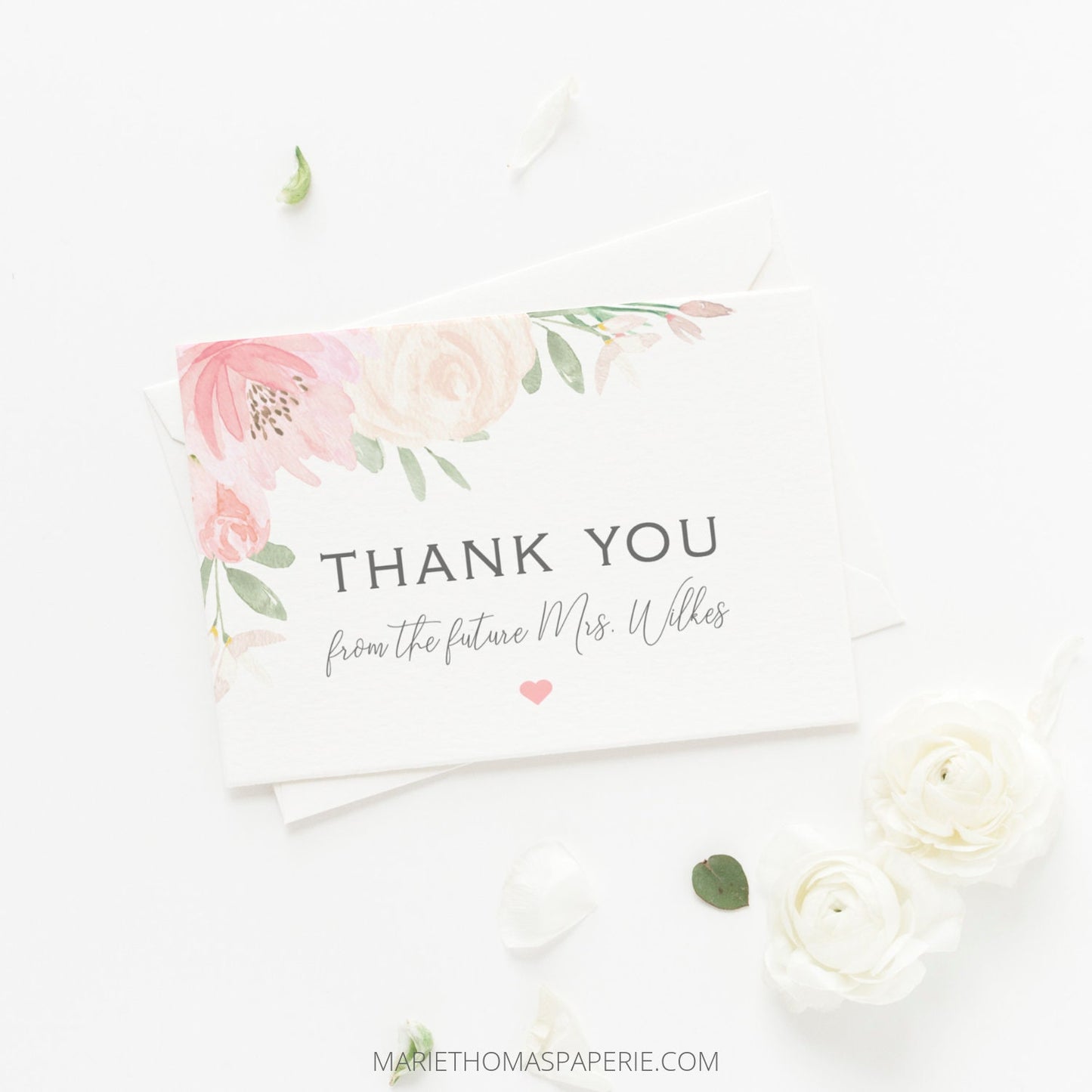 Editable Wedding Thank You Cards Cards Personalized Bridal Shower Thank You Cards Blush Floral Template