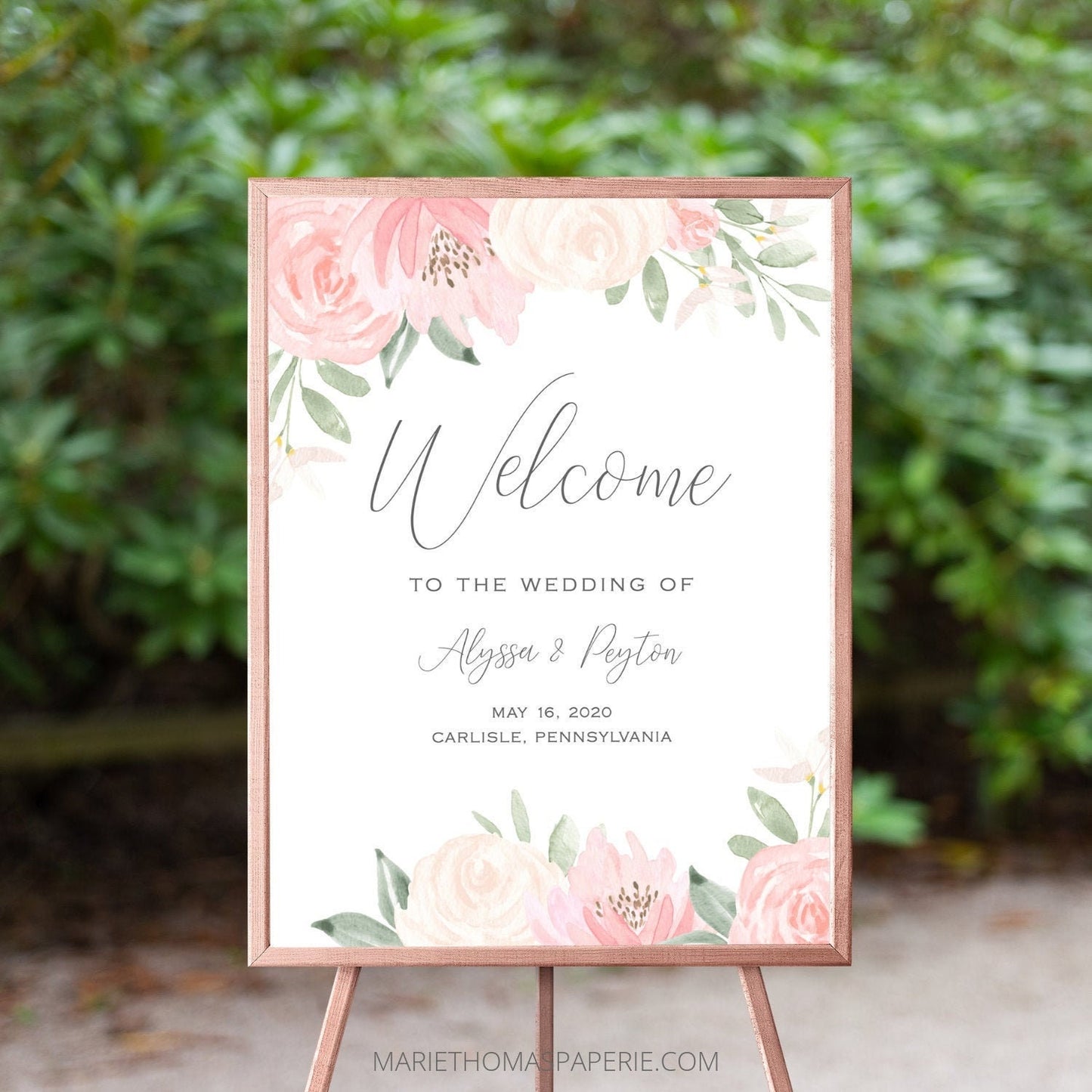 Editable Wedding Welcome Sign Welcome to our Wedding Sign Blush Pink Floral Poster Template