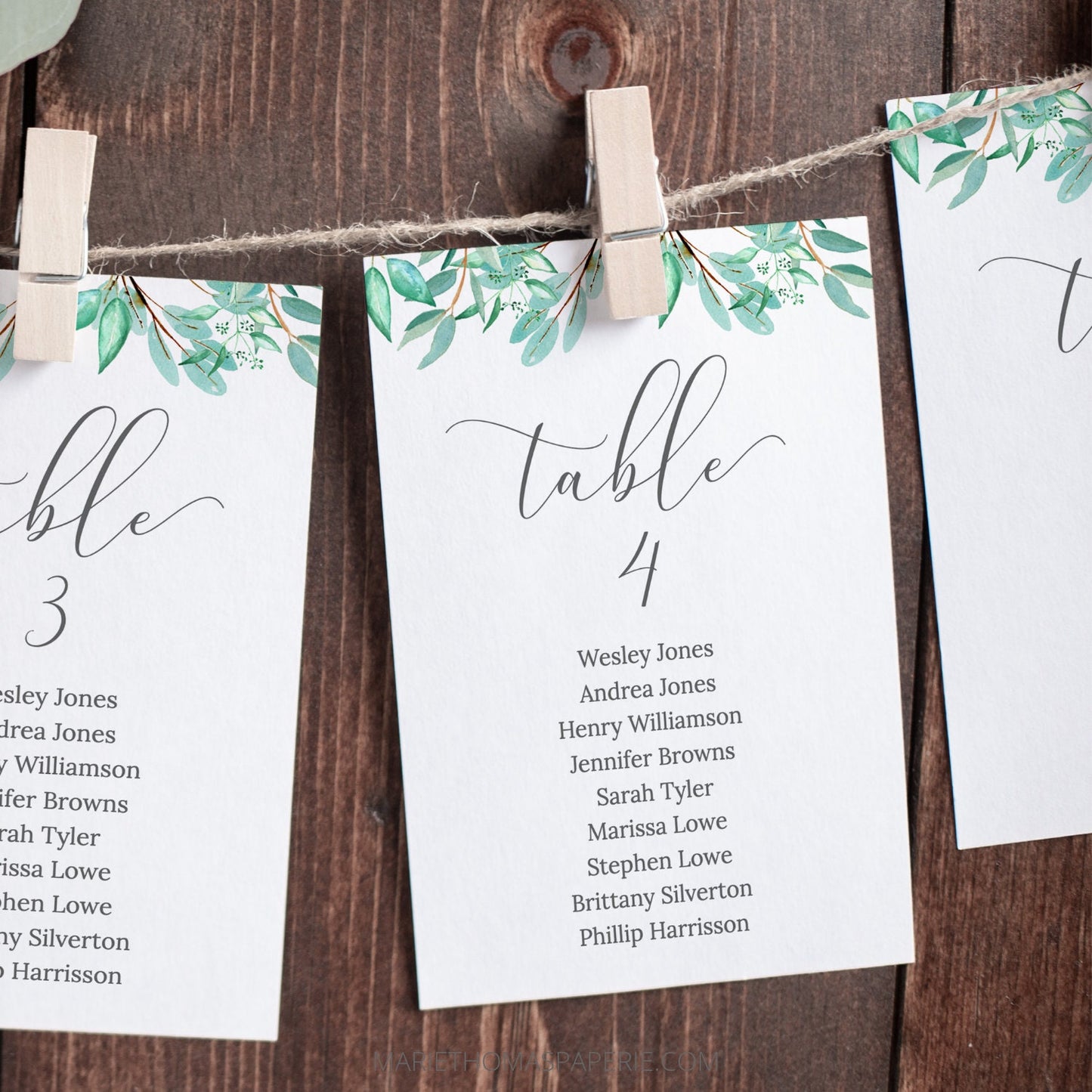 Editable Modern Script Greenery Wedding Seating Chart Wedding Table Numbers Seating Plan Template