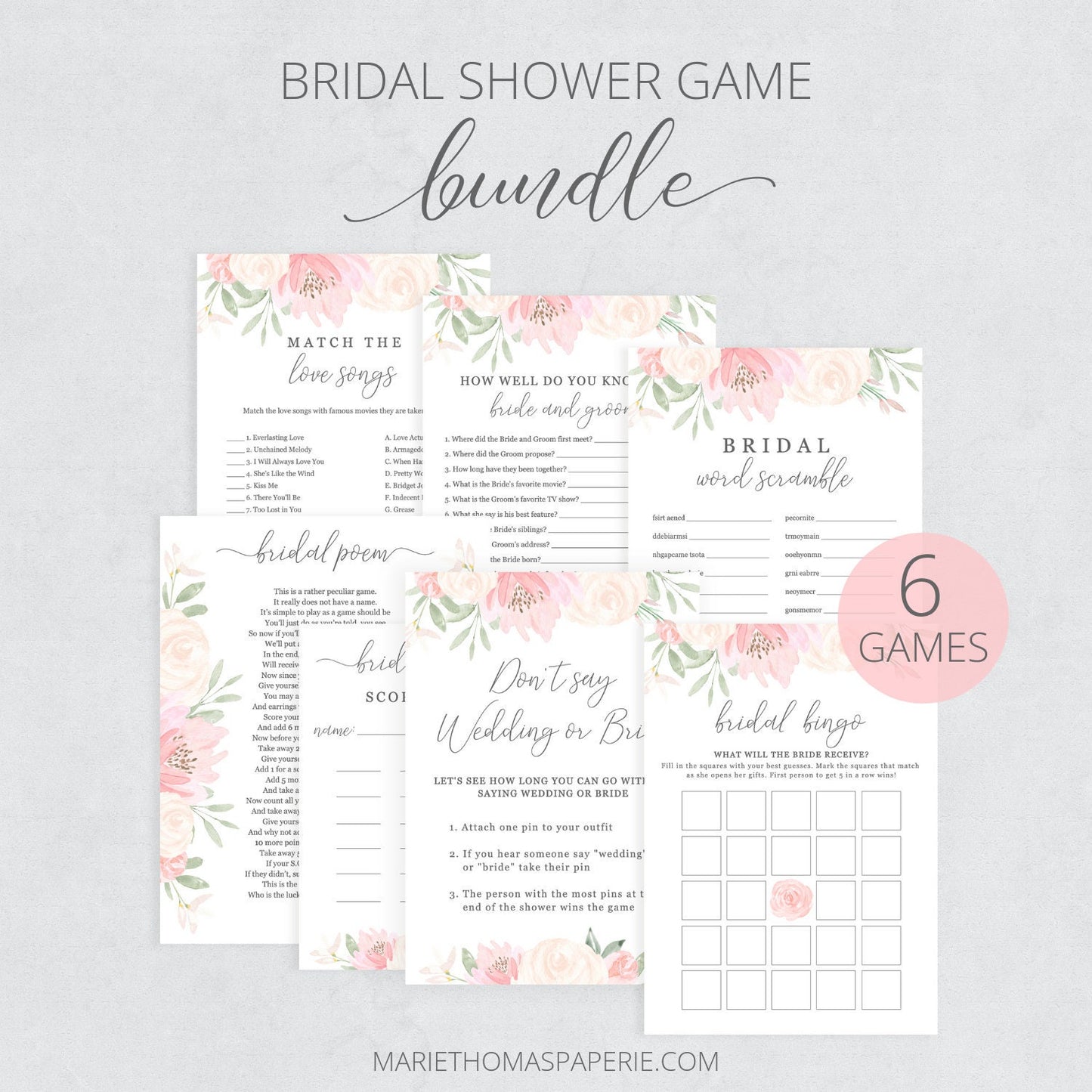 Editable Bridal Shower Games Bundle Bridal Shower Games Bridal Shower Bingo How Well Do You Know the Bride Template