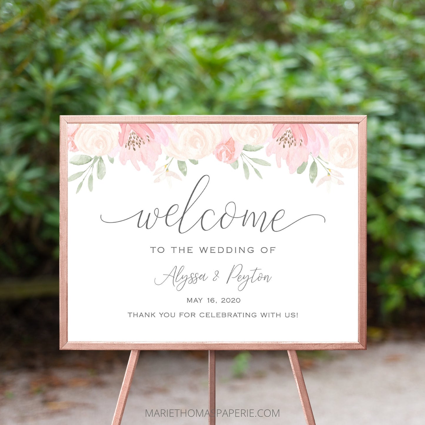 Editable Floral Wedding Welcome Sign Welcome to our Wedding Sign Blush Pink Poster Template