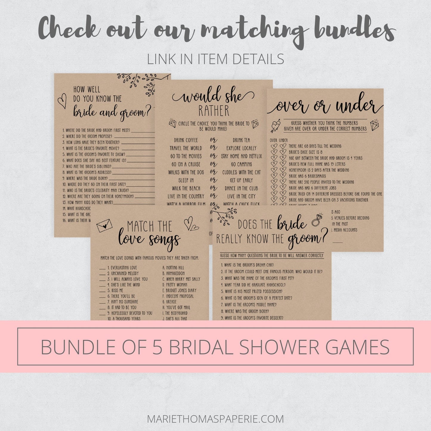 Editable Advice for the Bride Bridal Shower Games Rustic Kraft Paper & Black and White Template
