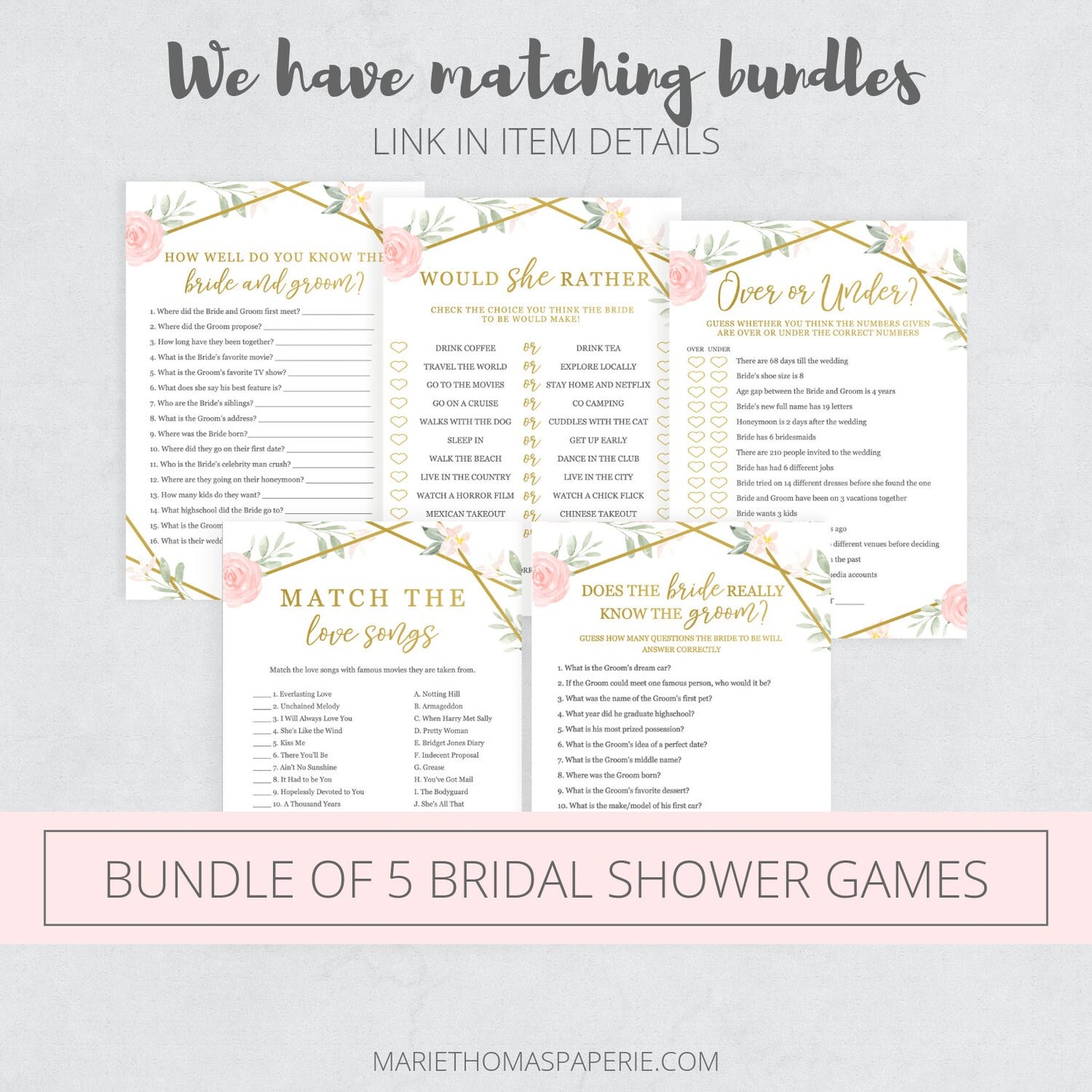 Editable Wedding Traditions Bridal Shower Games Wedding Shower Games Blush Pink Geometric Template