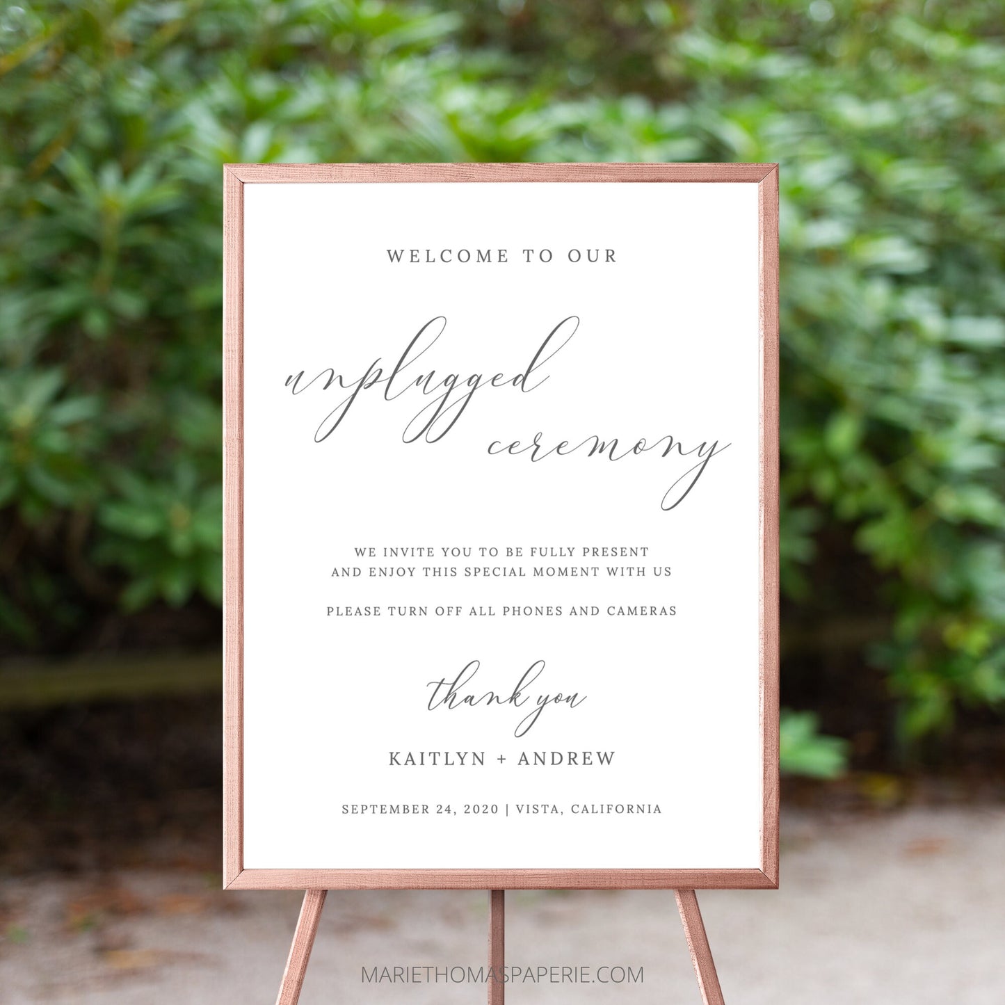 Editable Unplugged Wedding Sign Wedding Welcome Sign Modern Gray & White Template