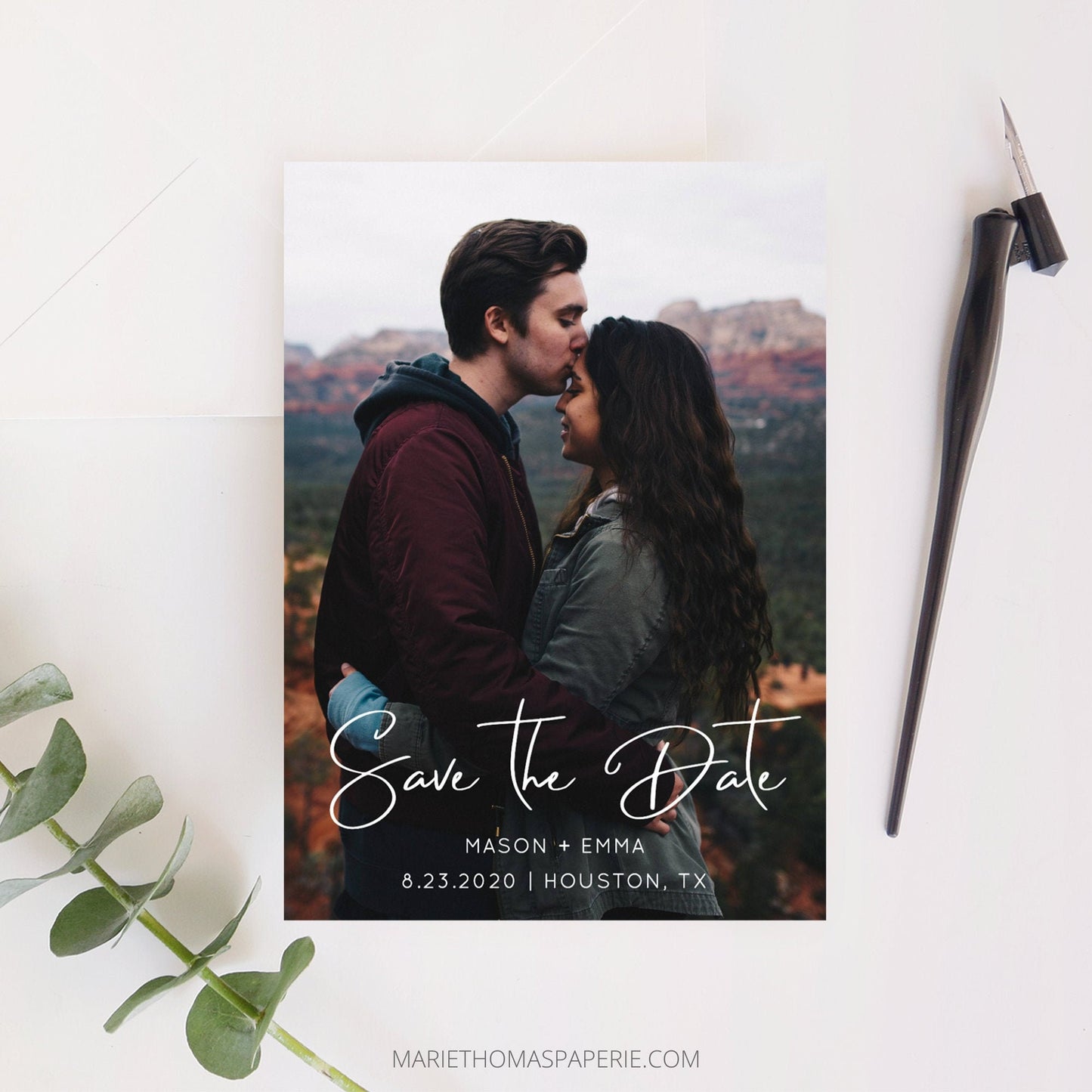 Editable Save the Date with Photo Script Save the Date Cards Wedding Announcement Text Digital Template