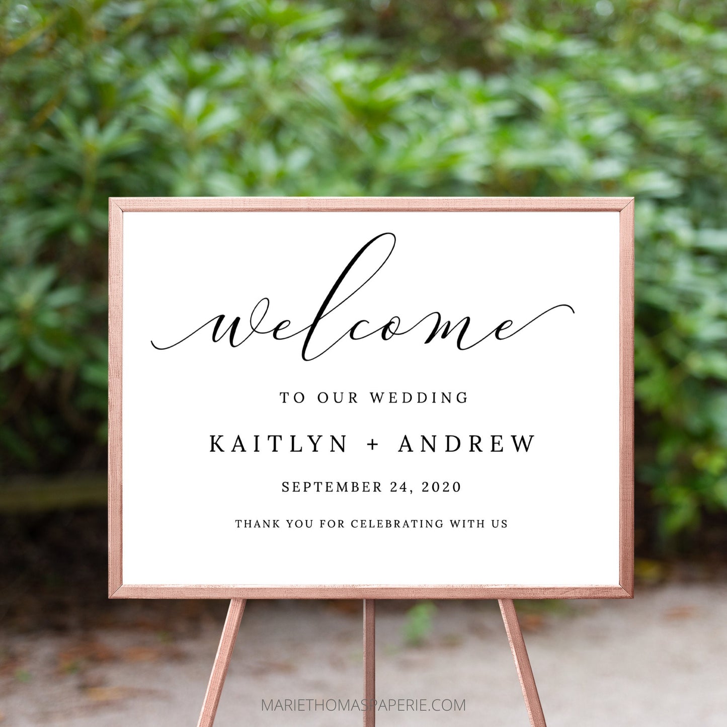 Editable Wedding Welcome Sign Welcome to our Wedding Sign Modern Minimalist Black & White Poster Template