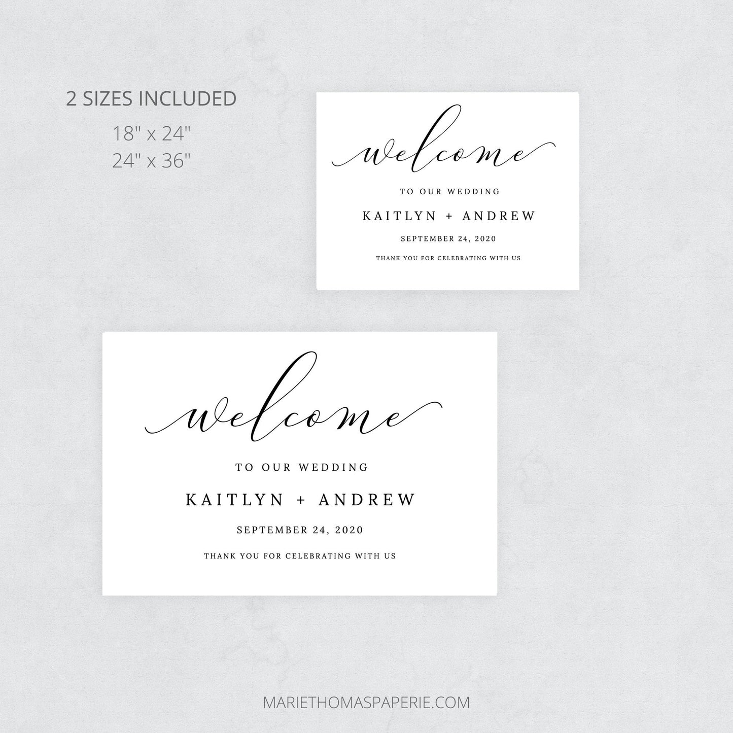 Editable Wedding Welcome Sign Welcome to our Wedding Sign Modern Minimalist Black & White Poster Template