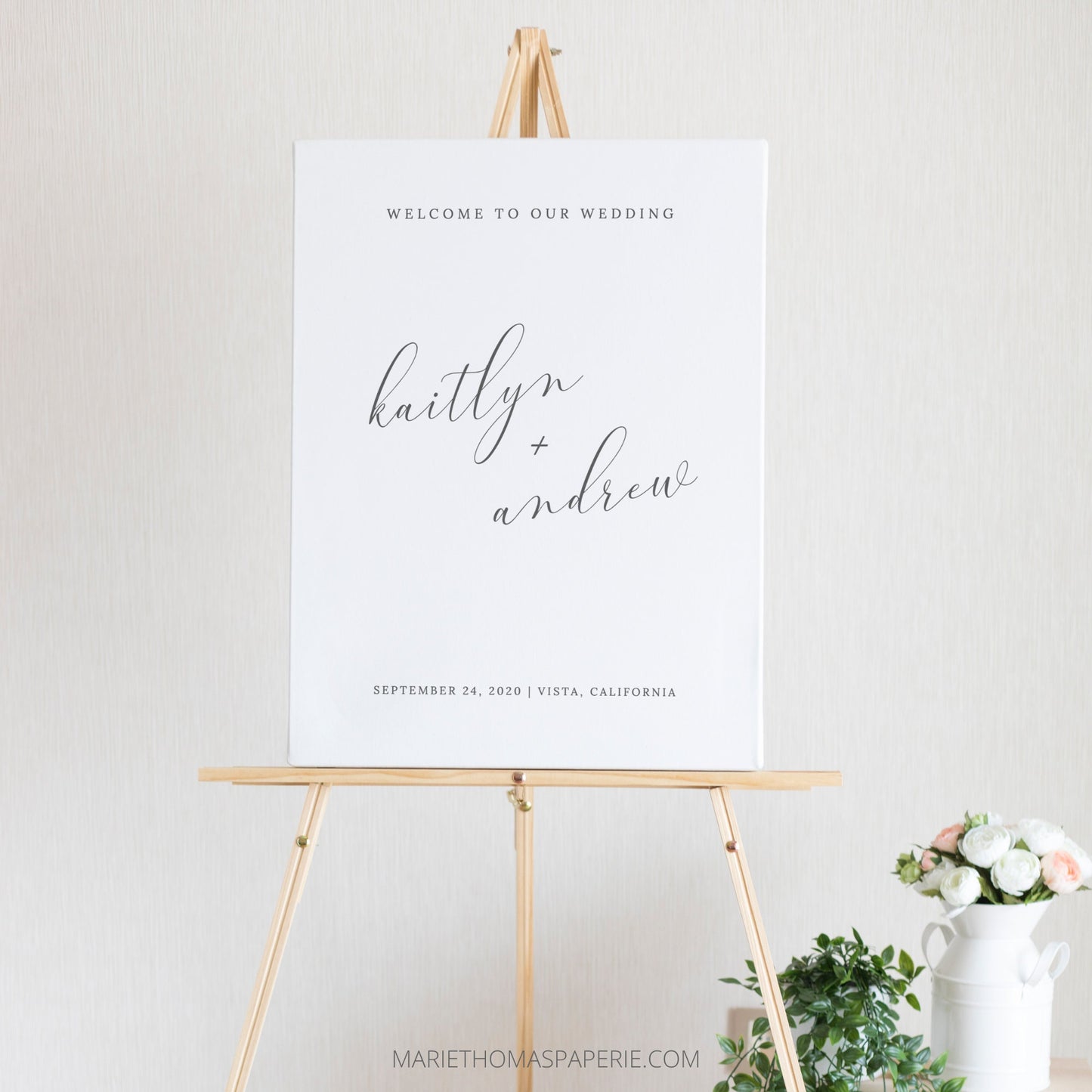 Editable Minimalist Wedding Welcome Sign Welcome to our Wedding Sign Modern Template