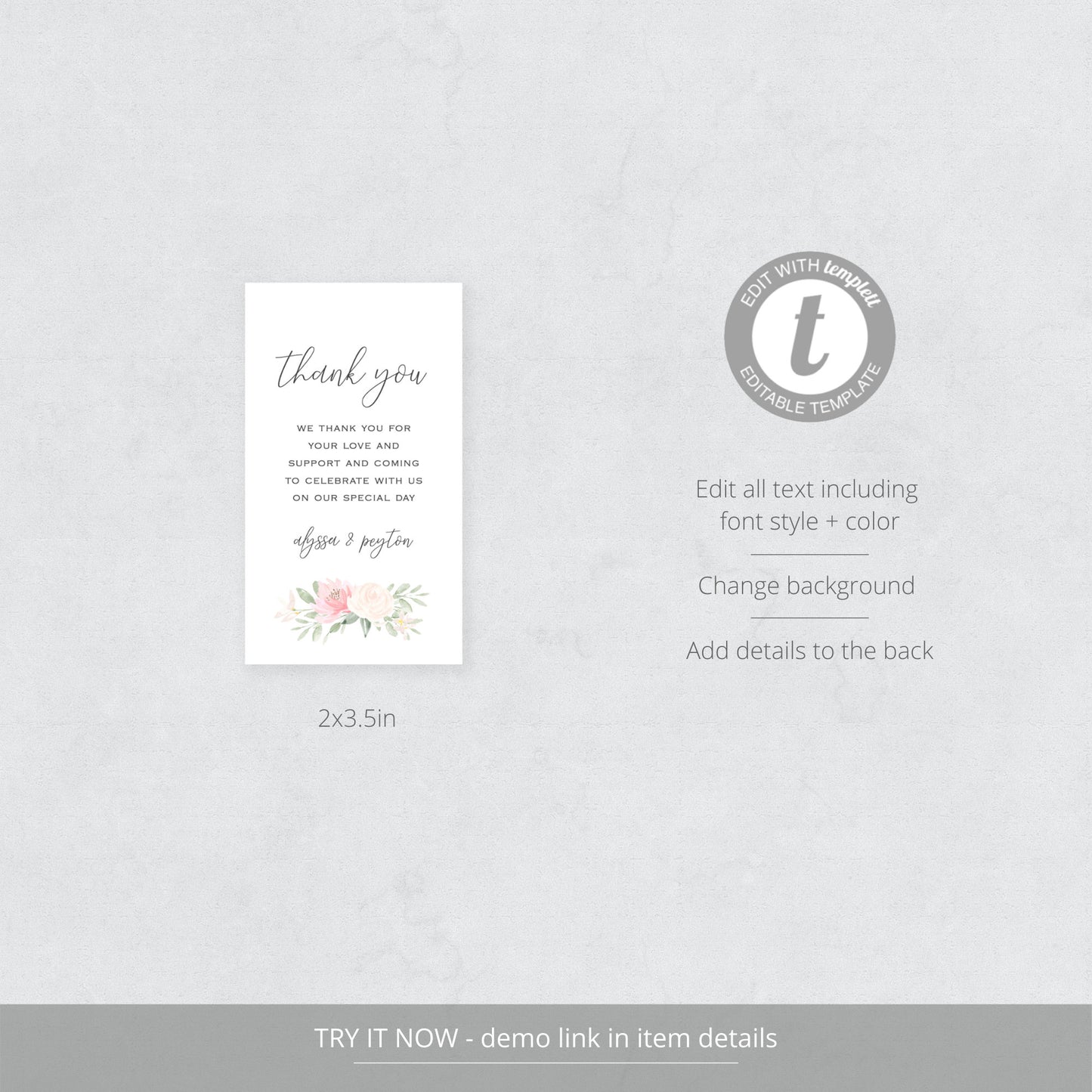 Editable Wedding Favor Tag Blush Floral Wedding Thank You Tags Bridal Shower Favor Tag Welcome Bag Gift Tag Template