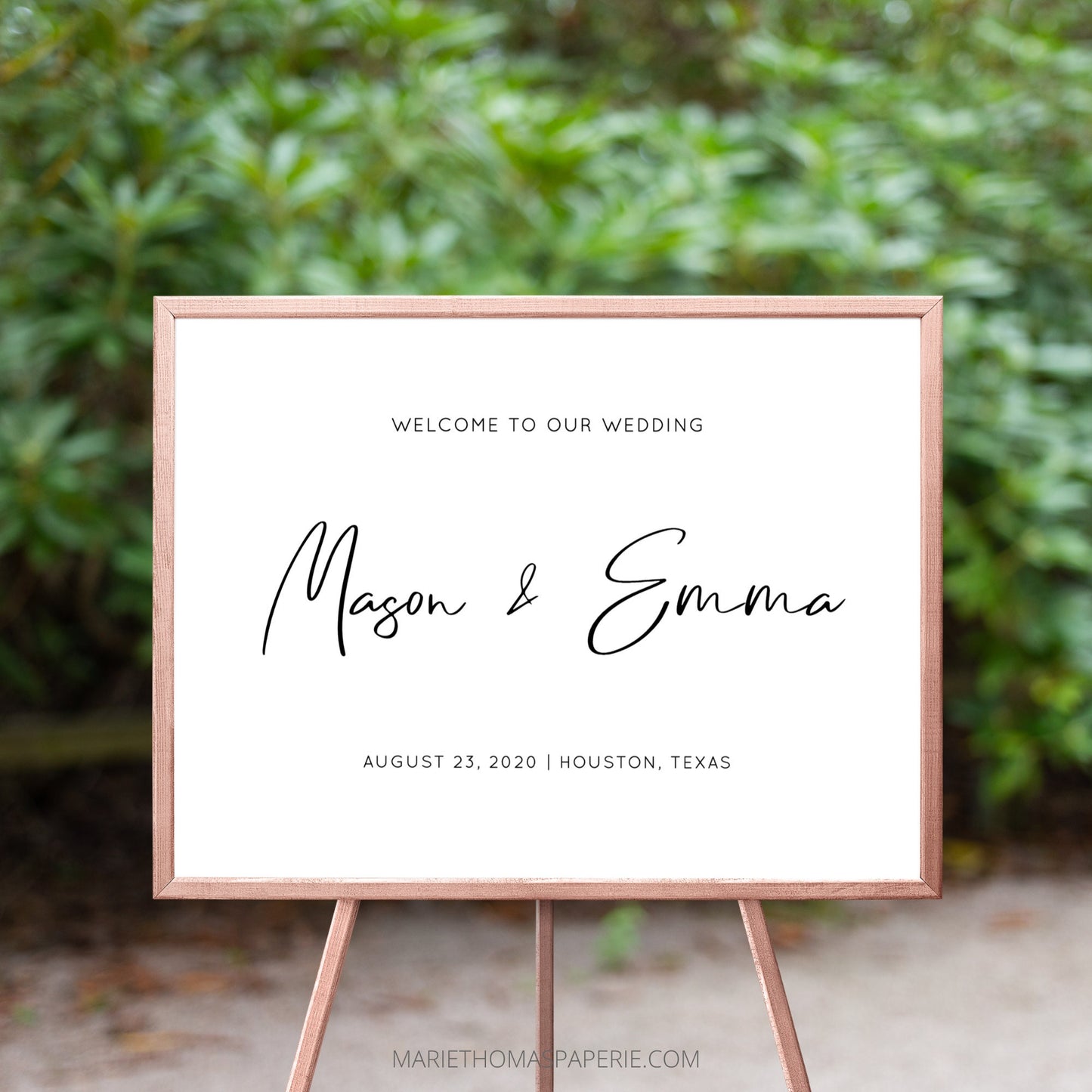 Editable Wedding Welcome Sign Welcome to our Wedding Sign Modern Minimalist Black & White Template