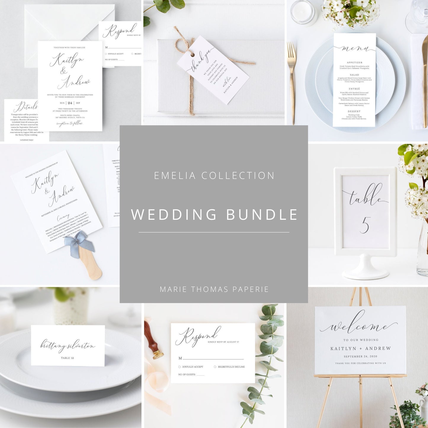 Editable Script Wedding Bundle Wedding Invitation Kit Bundle Wedding Invitations Modern Wedding Invitation Template