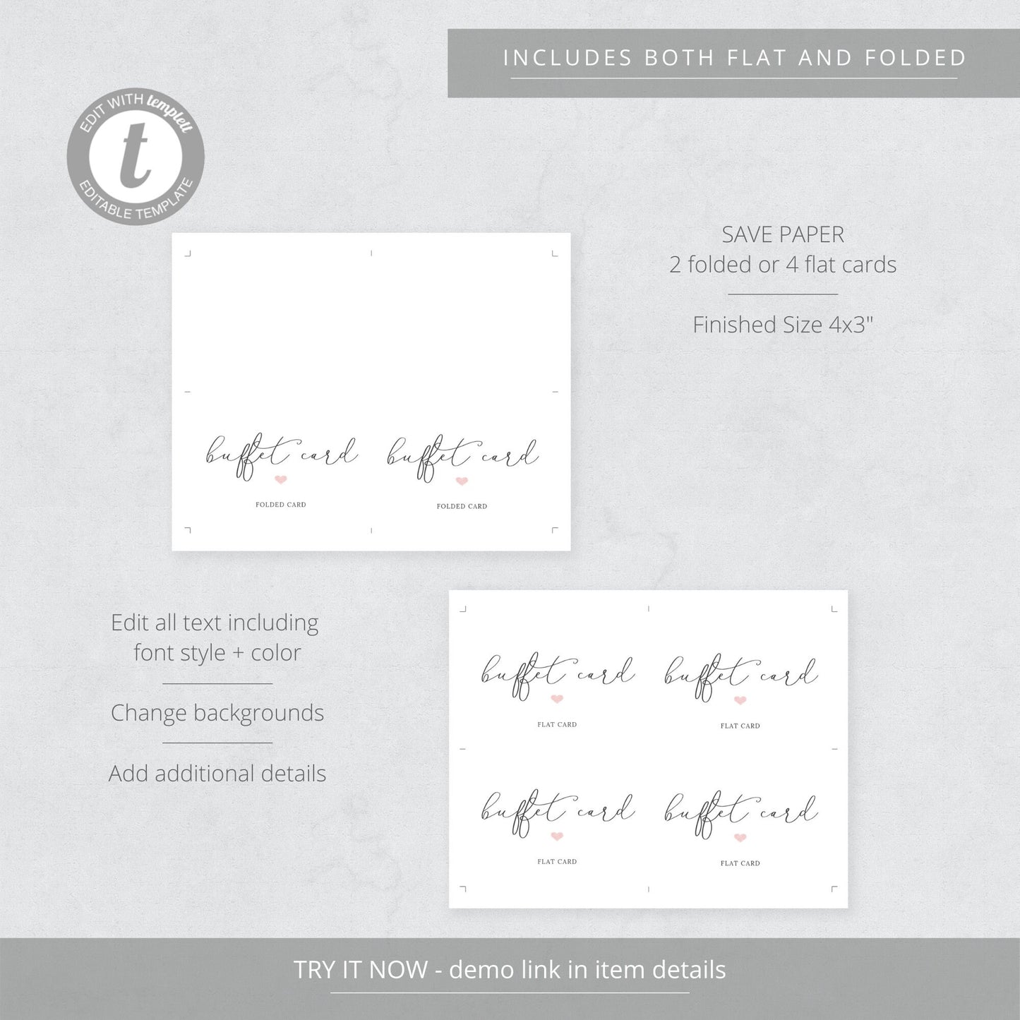Editable  Buffet Card Script Wedding Food Label Wedding Buffet Labels Template
