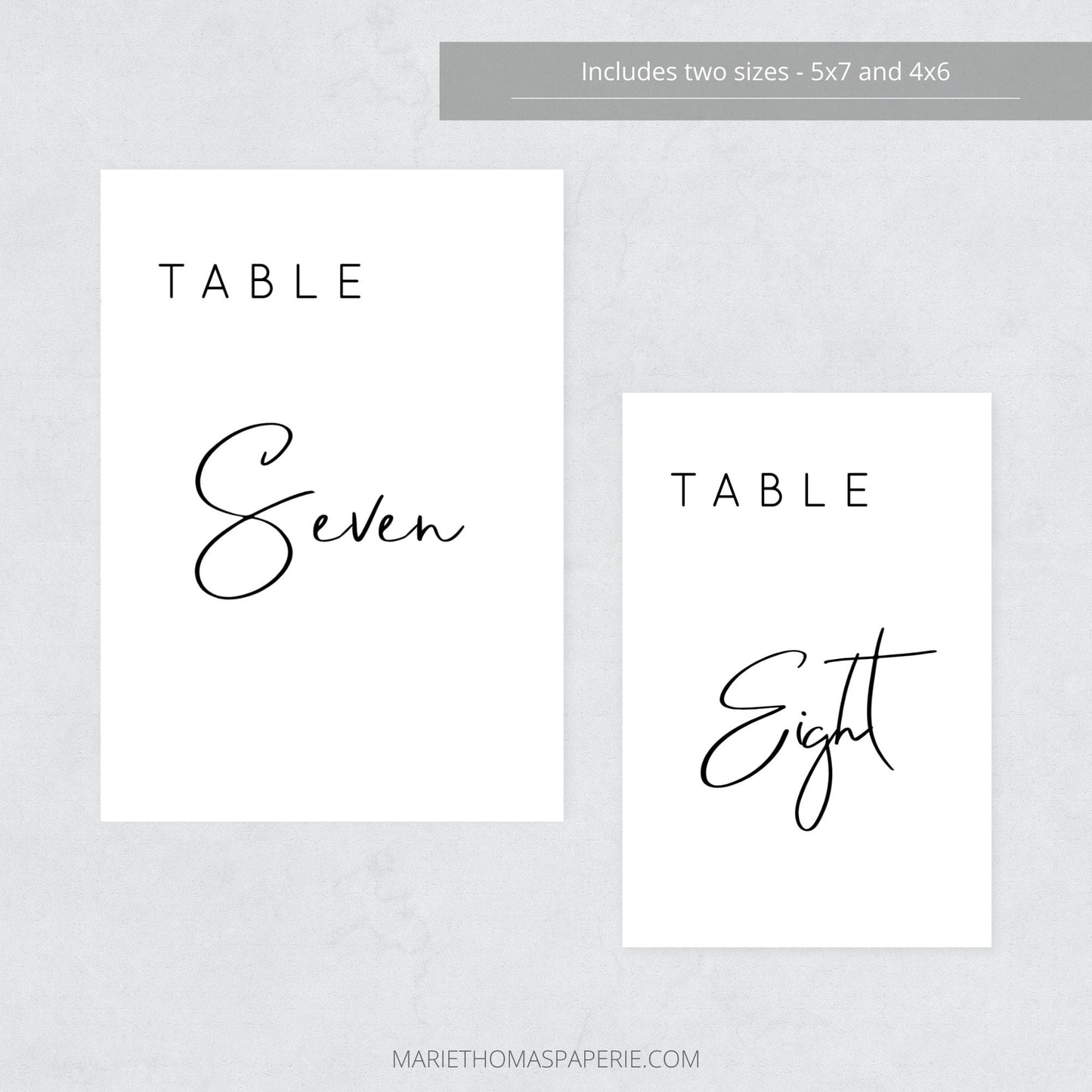 Editable Wedding Table Number Modern Minimalist Table Number Card 5x7 and 4x6 Template