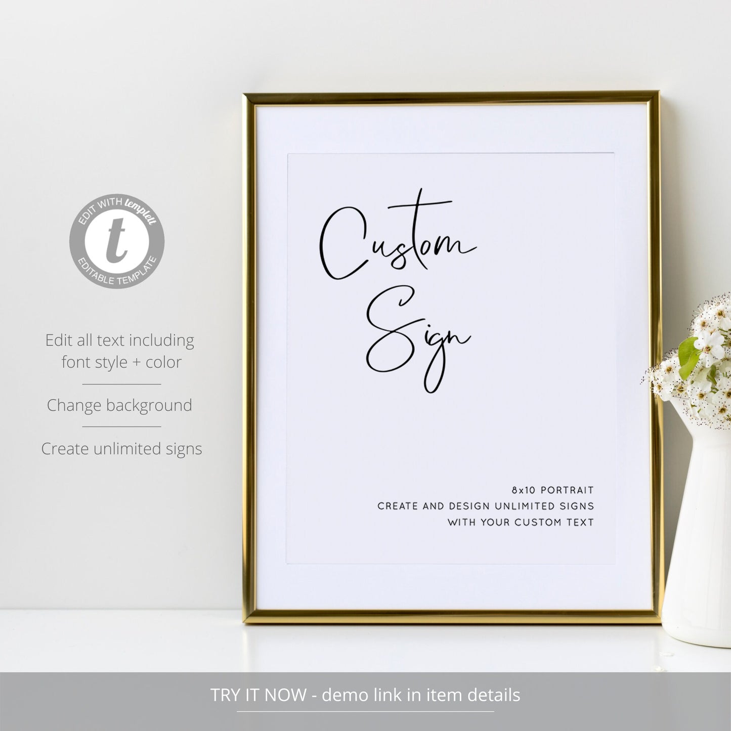Editable Custom Wedding Sign Modern Wedding Sign Kit Create Unlimited Signs 8x10 and 10x8 Template