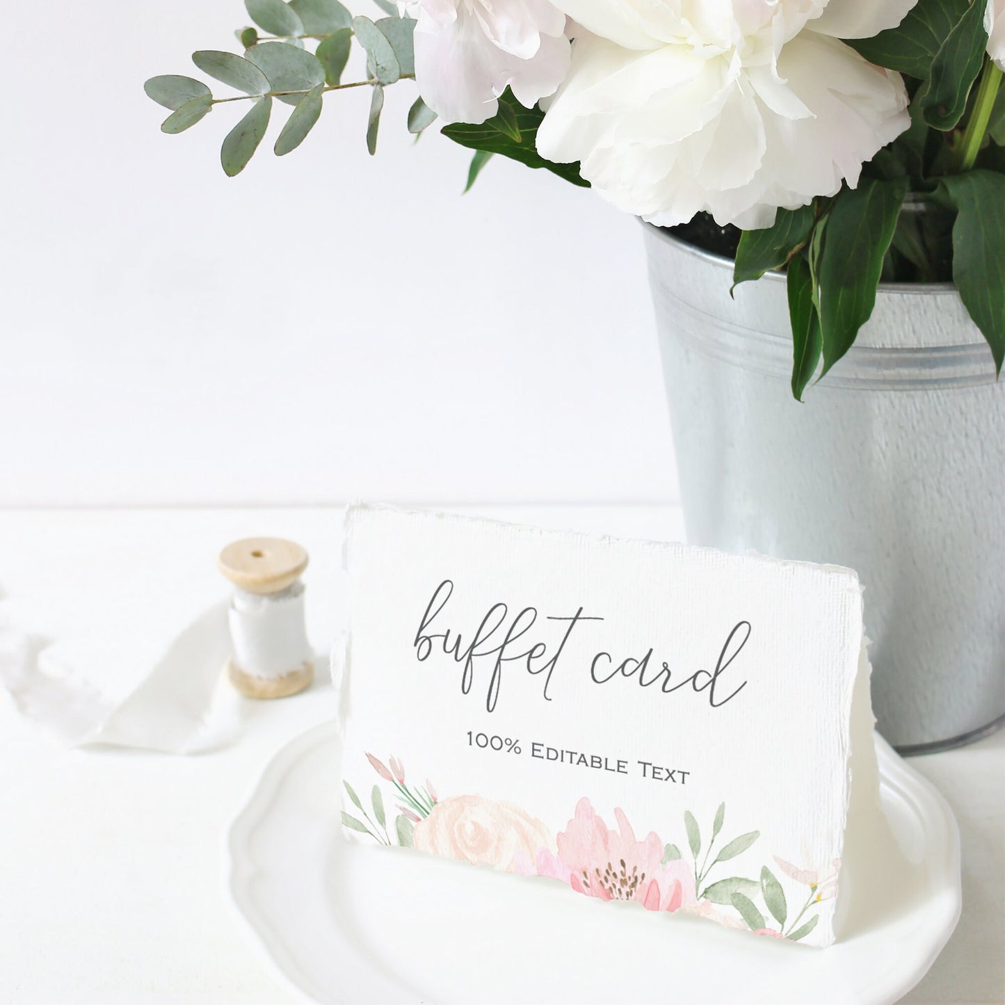 Editable Buffet Card Blush Floral Wedding Food Label Wedding Buffet Labels Template