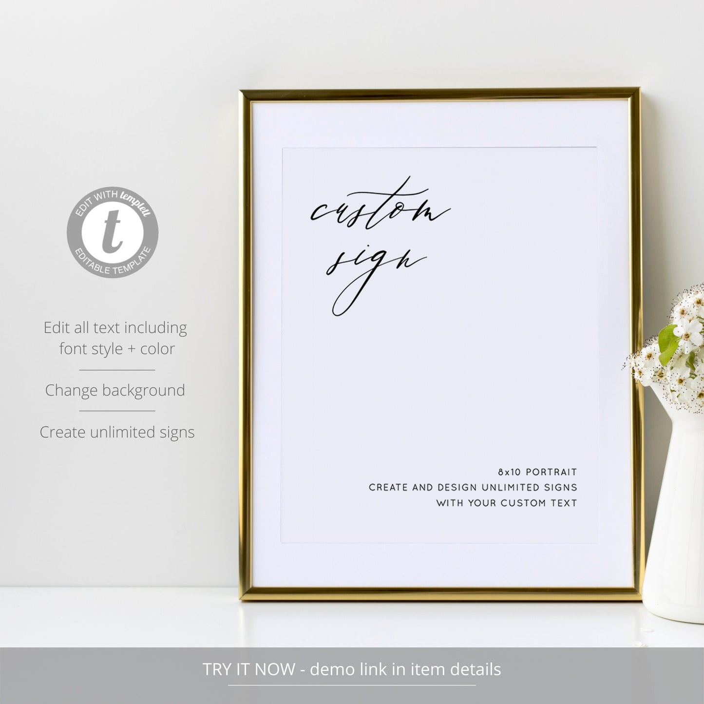 Editable Custom Wedding Sign Modern Script Wedding Sign Kit Create Unlimited Signs 8x10 and 10x8 Template