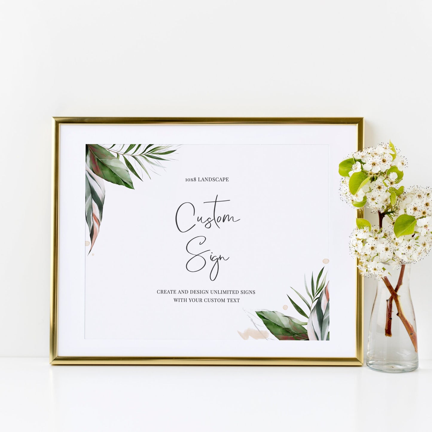Editable   Custom Wedding Sign Tropical Leaves Wedding Sign Kit Create Unlimited Signs 8x10 and 10x8 Template