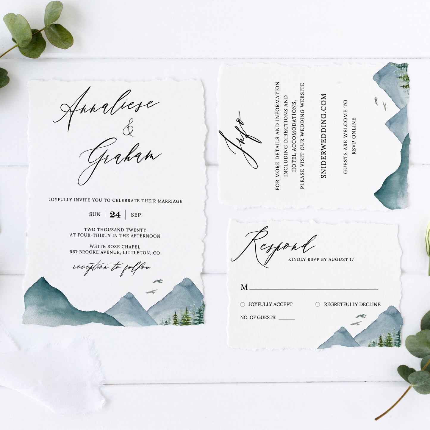 Editable Mountain Wedding Invitation Rustic Pine Woodland Wedding Invitation Suite Template
