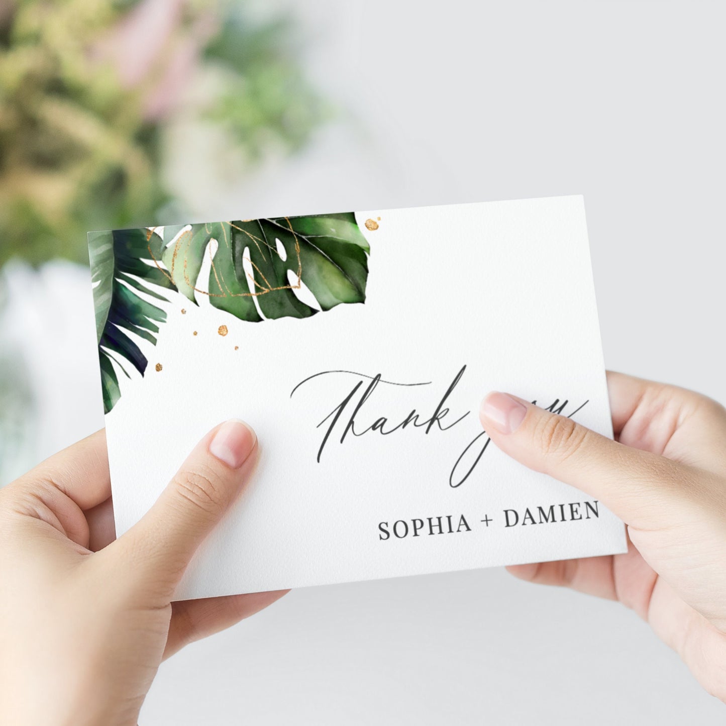 Editable  Tropical Wedding Thank You Cards Cards Personalized Thank You Cards Template