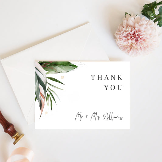 Editable   Tropical Wedding Thank You Cards Cards Personalized Thank You Cards Template