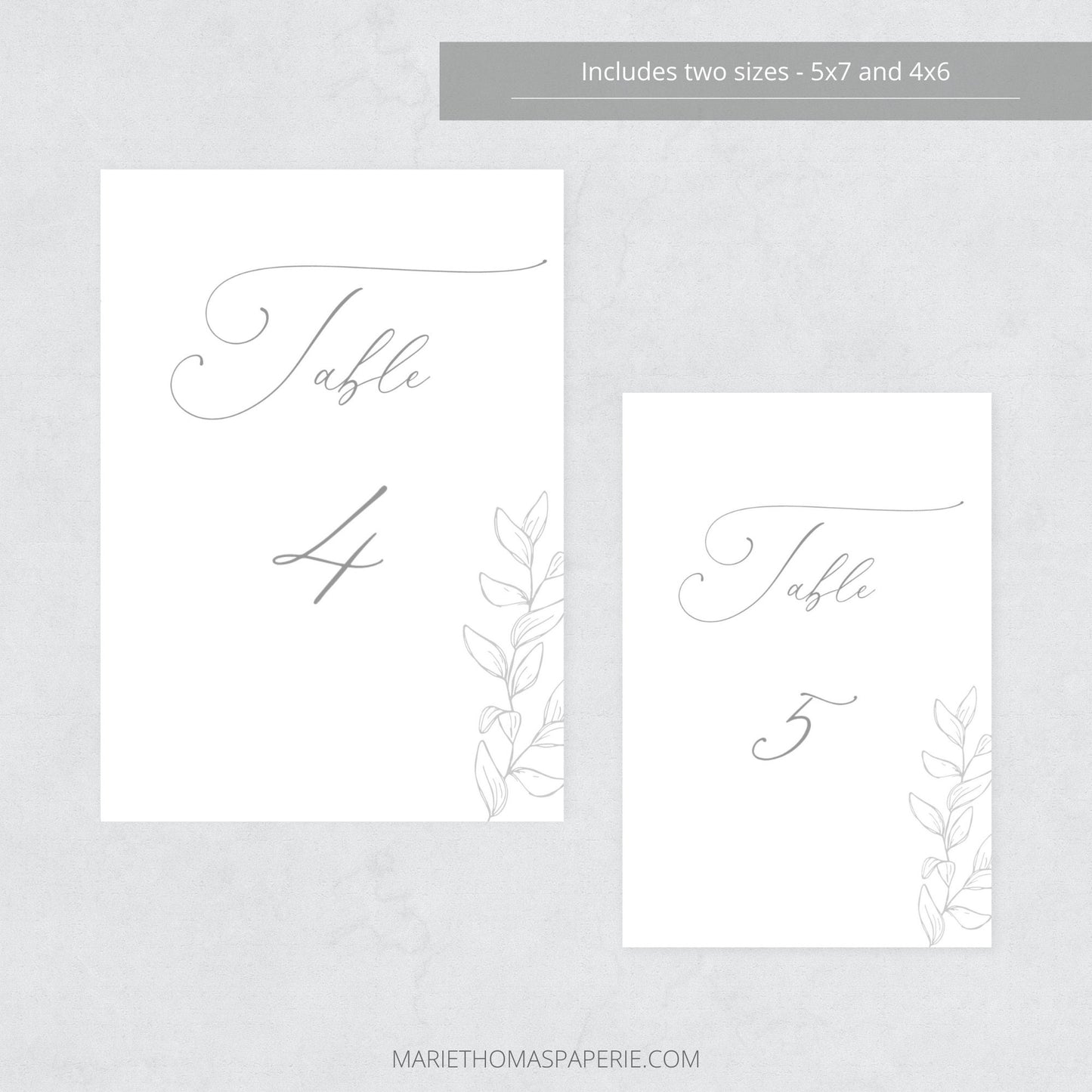 Editable Wedding Table Number Botanical Table Number Card 5x7 and 4x6 Template
