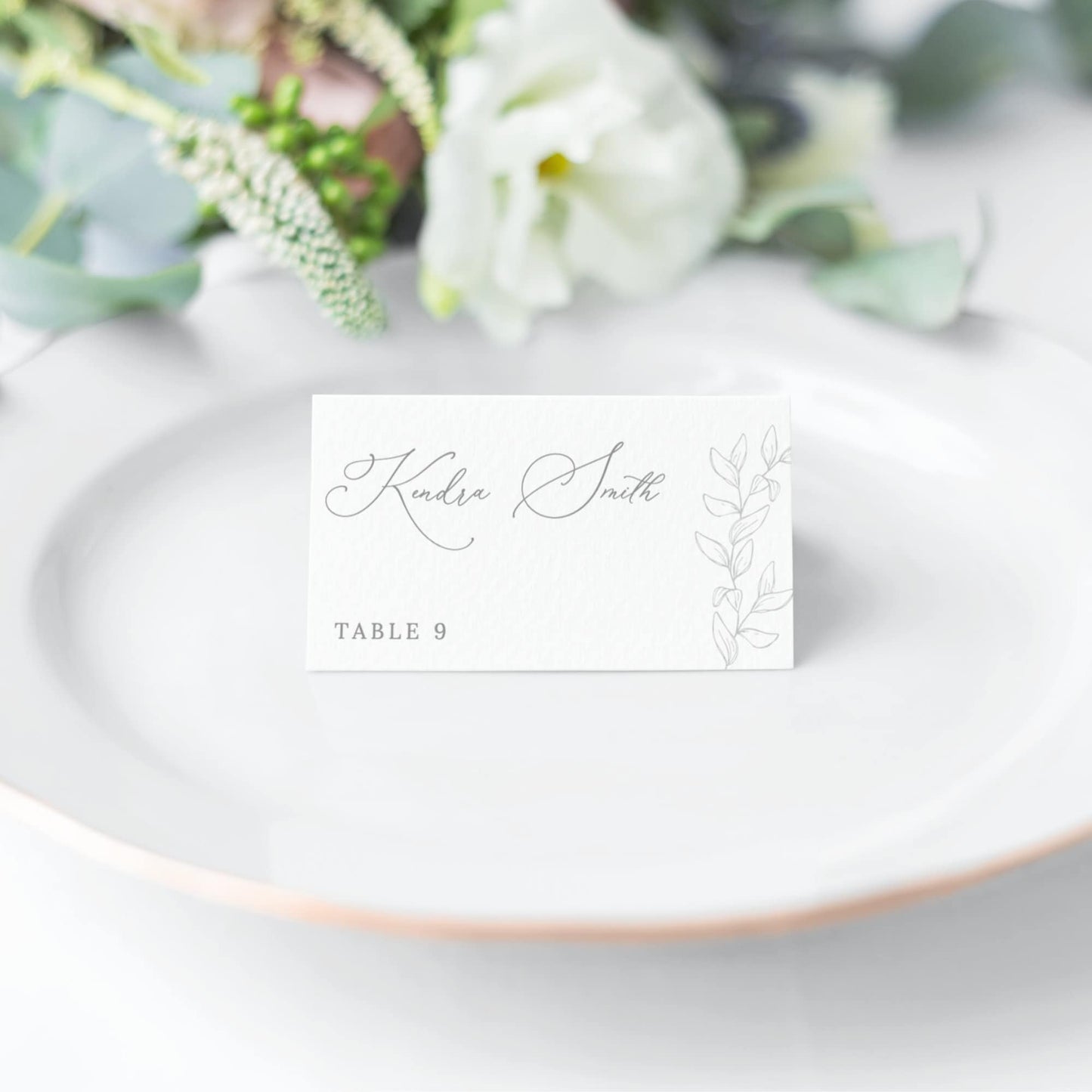 Editable Botanical Wedding Place Card Minimalist Wedding Name Card Escort Card Template