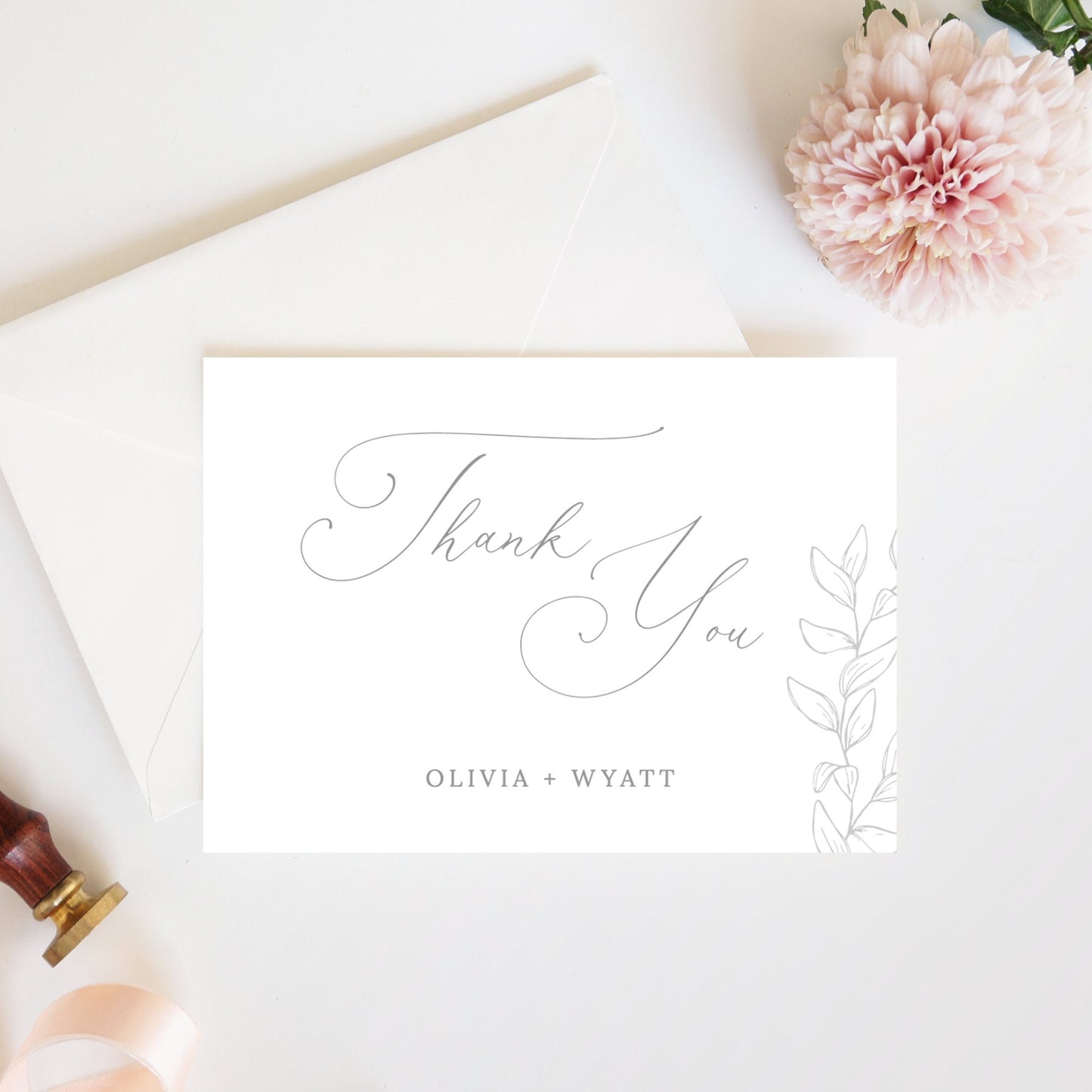 Editable Script Wedding Thank You Cards Botanical Cards Personalized Thank You Cards Template