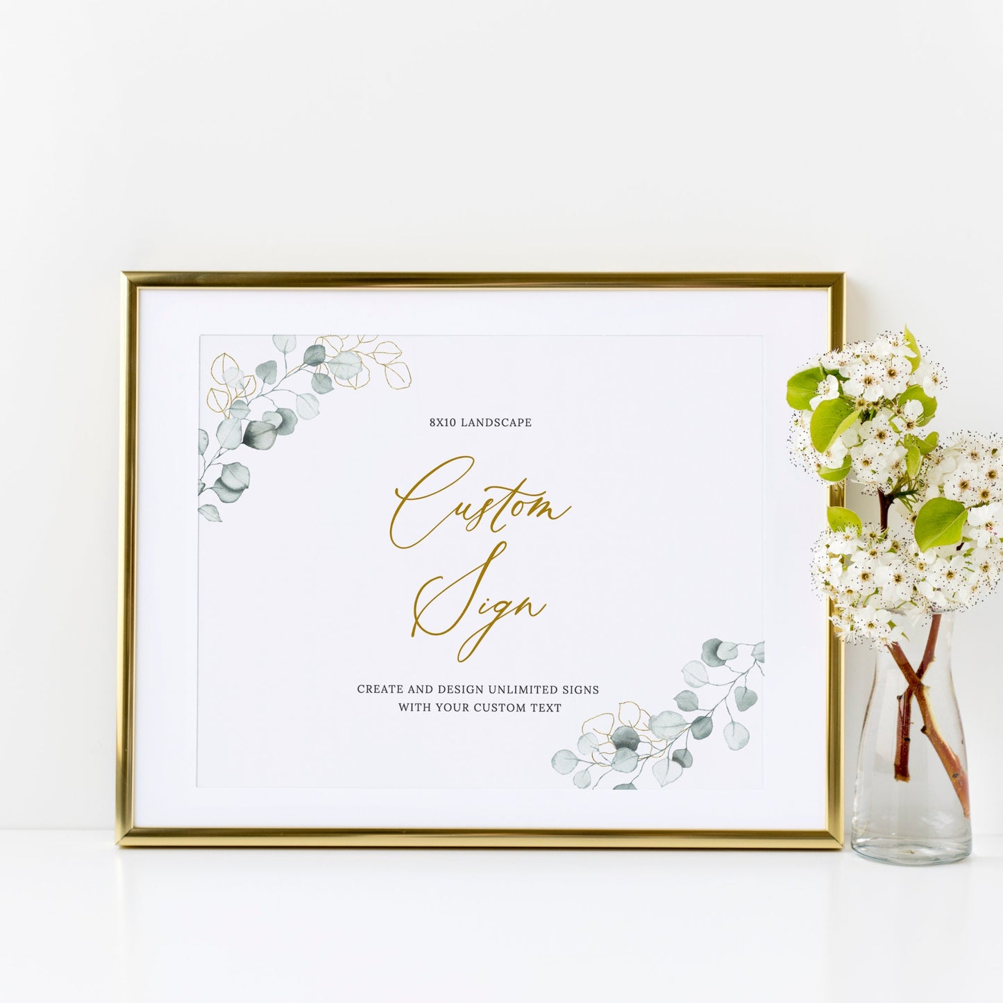 Editable  Custom Greenery Wedding Sign Eucalyptus Wedding Sign Kit Create Unlimited Signs 8x10 and 10x8 Template