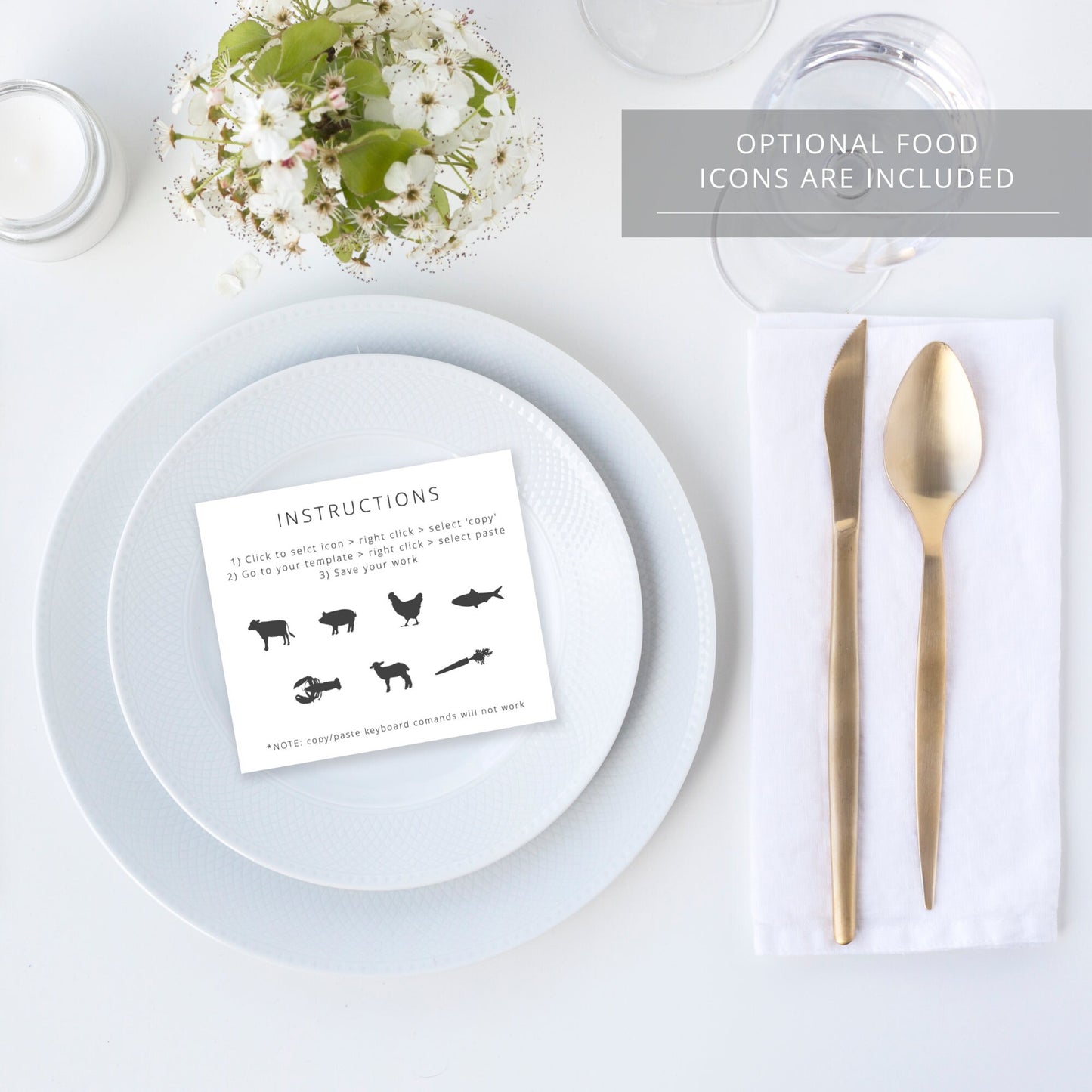 Editable Modern Script Wedding Place Card Wedding Name Card Escort Card Template