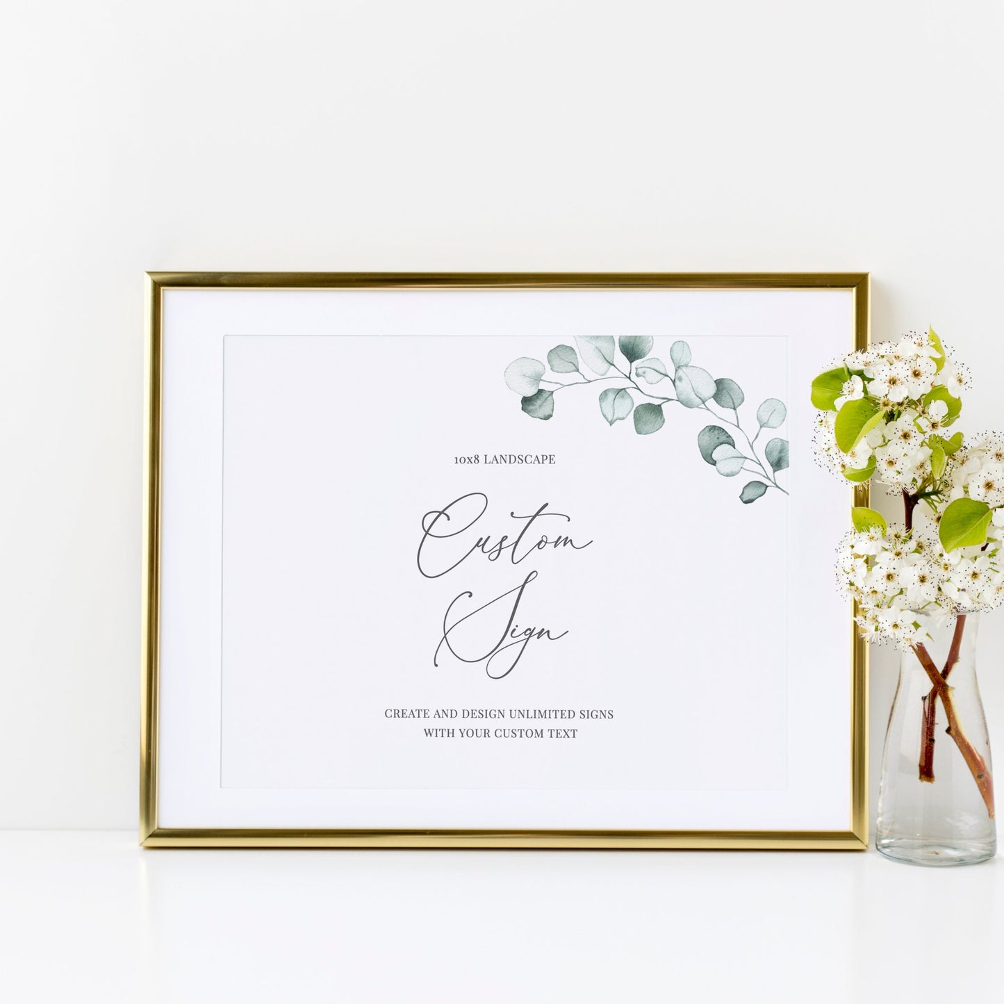 Editable Custom Eucalyptus Wedding Sign Greenery Wedding Sign Kit Create Unlimited Signs 8x10 and 10x8 Template