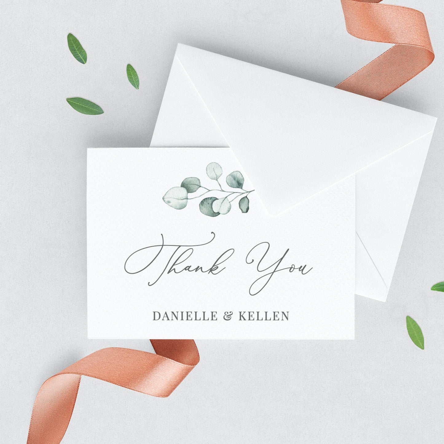 Editable Eucalyptus Wedding Thank You Cards Greenery Cards Personalized Thank You Cards Template