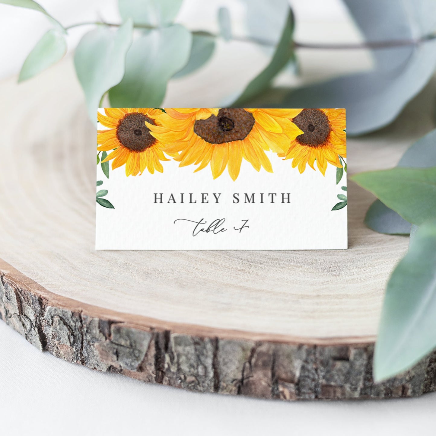 Editable   Sunflower Wedding Place Card Sunflower Wedding Name Card Escort Card Template