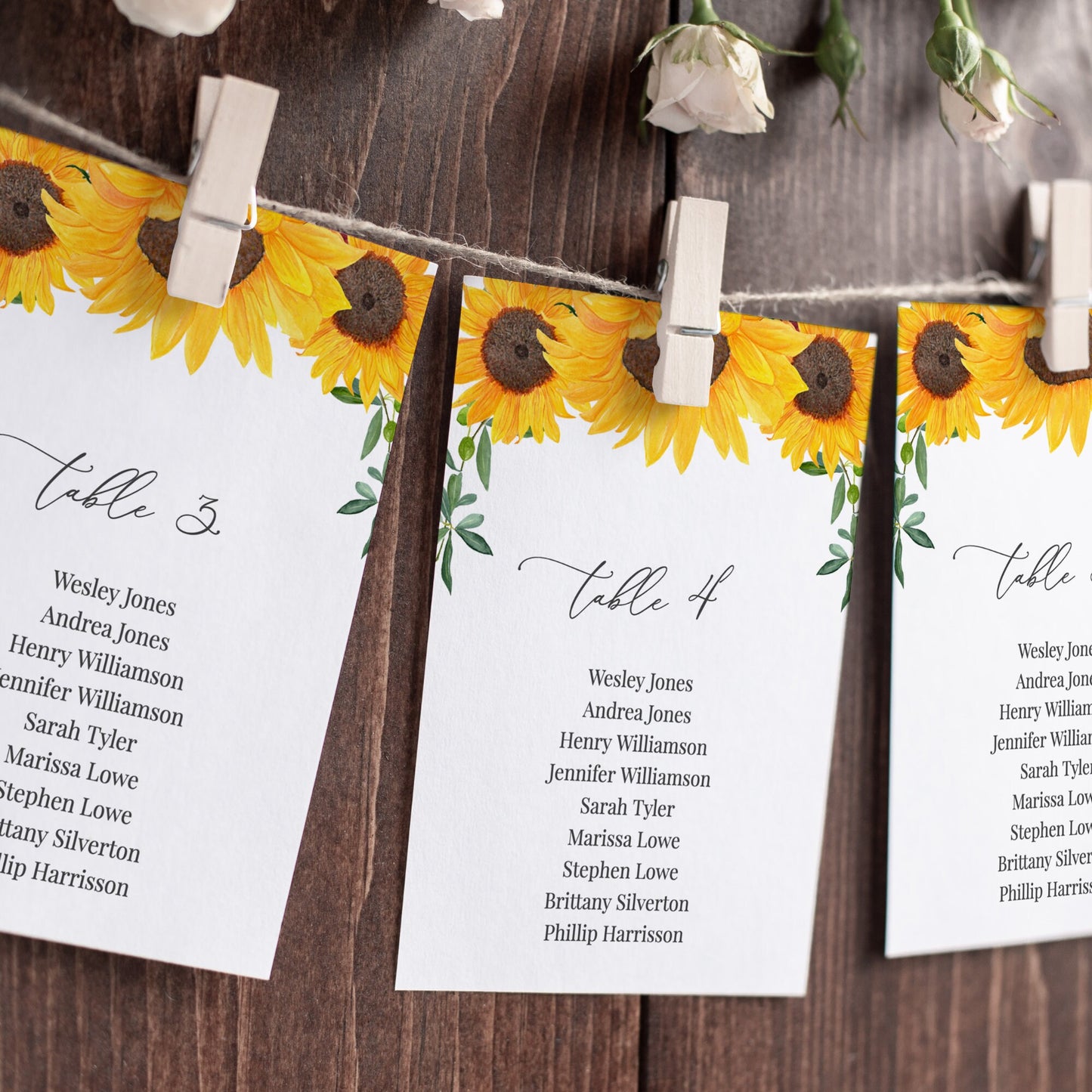 Editable   Sunflower Wedding Seating Chart Rustic Elegance Wedding Table Numbers Seating Plan Template