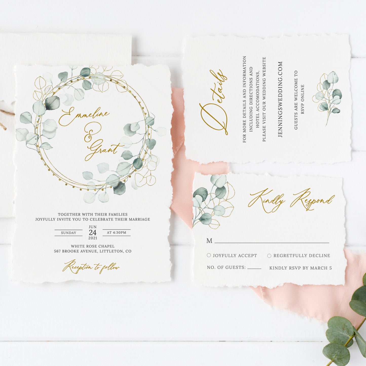 Editable  Eucalyptus Wedding Invitation Bohemian Greenery Wedding Invitation Set Wedding Suite Digital Template