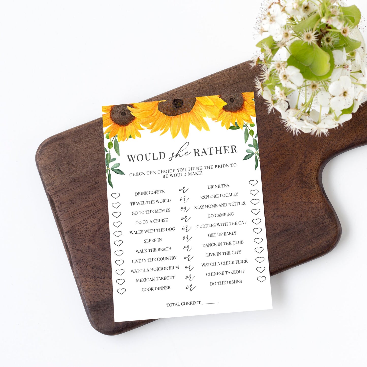 Editable   Would She Rather Game Sunflower Bridal Shower Games Template
