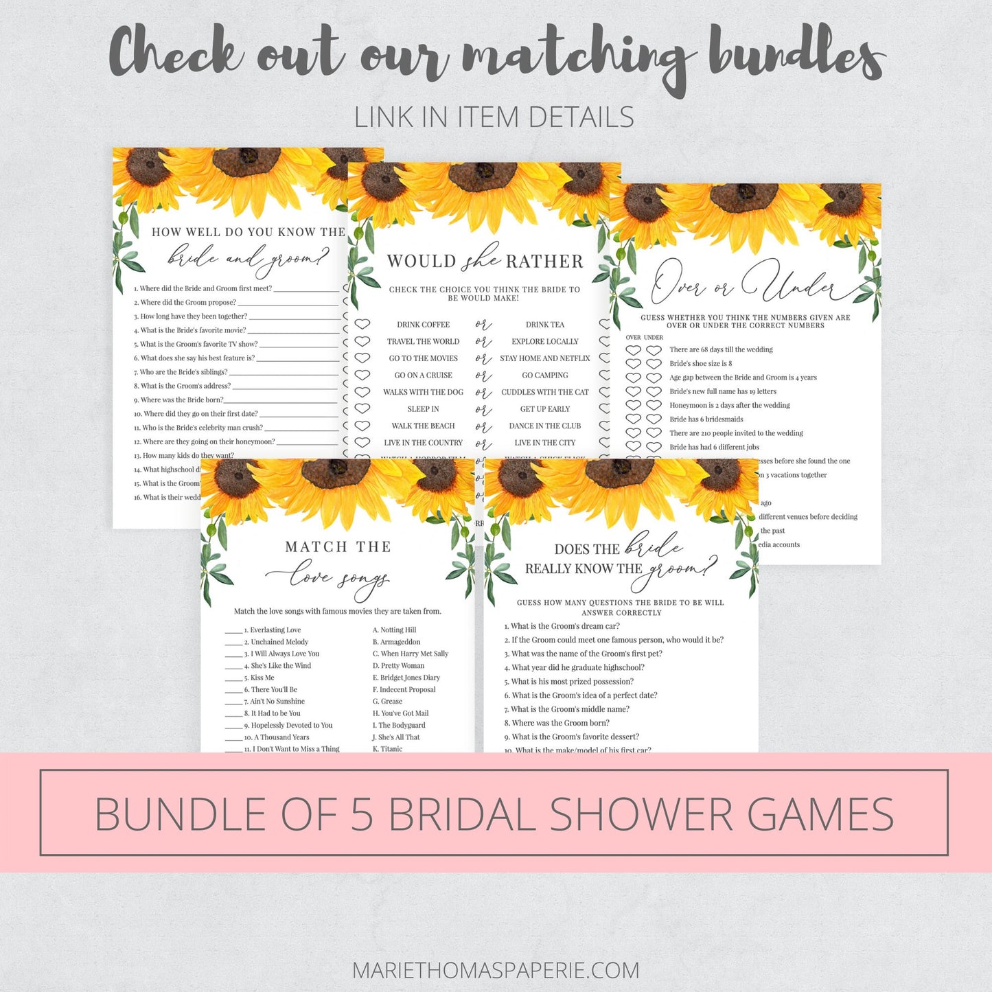 Editable   Don't Say Wedding or Bride Clothespin Game Bridal Shower Games Sunflower Template