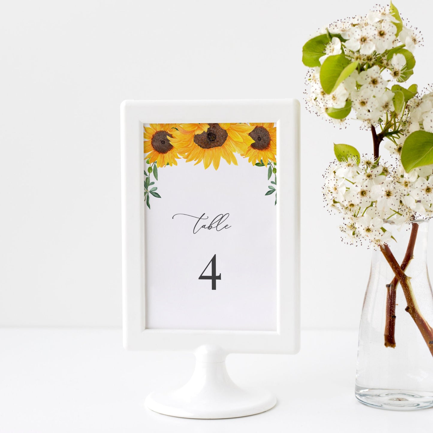 Editable   Sunflower Wedding Table Number Rustic Table Number Card 5x7 and 4x6 Template