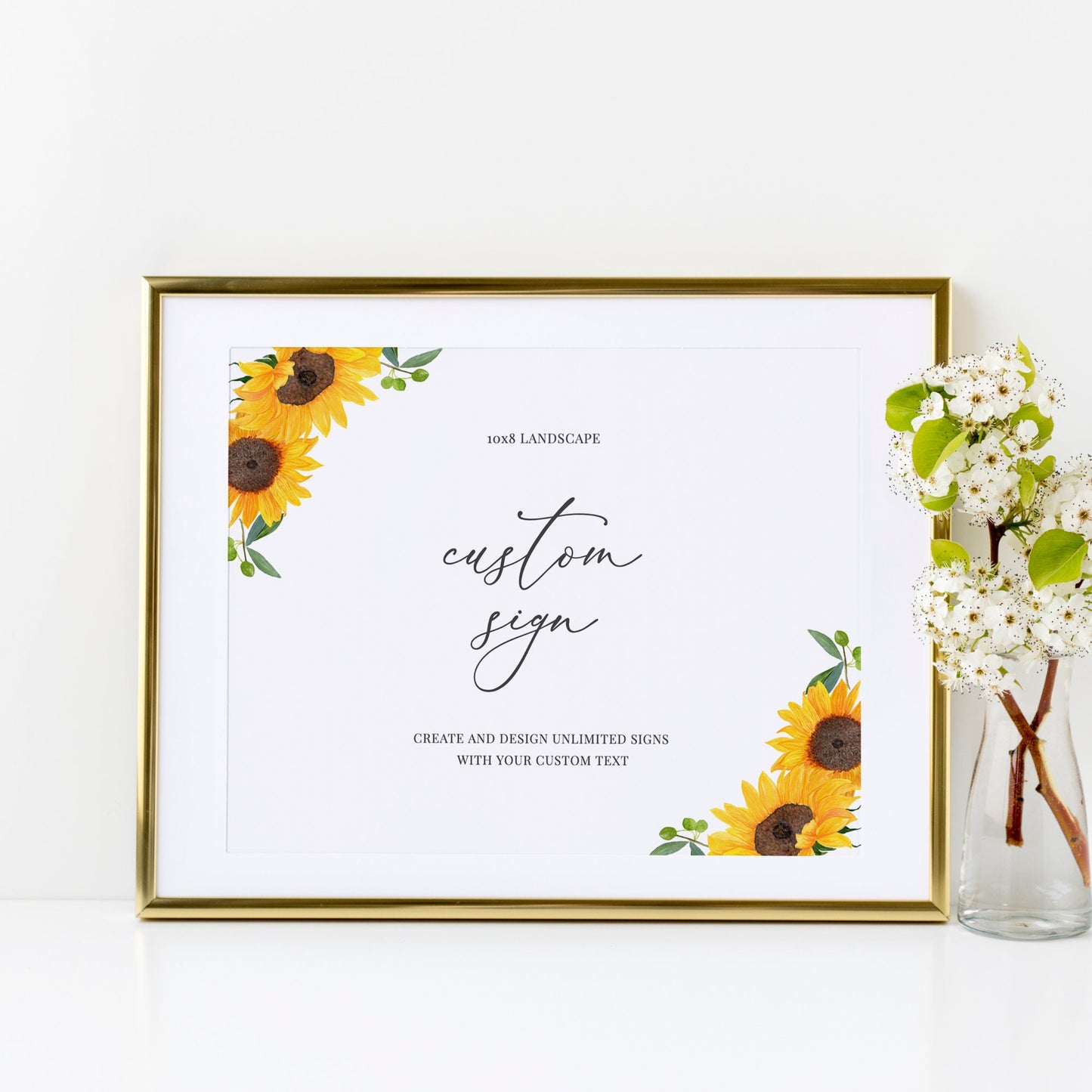 Editable   Custom Wedding Sign Sunflower Rustic Wedding Sign Kit Create Unlimited Signs 8x10 and 10x8 Template
