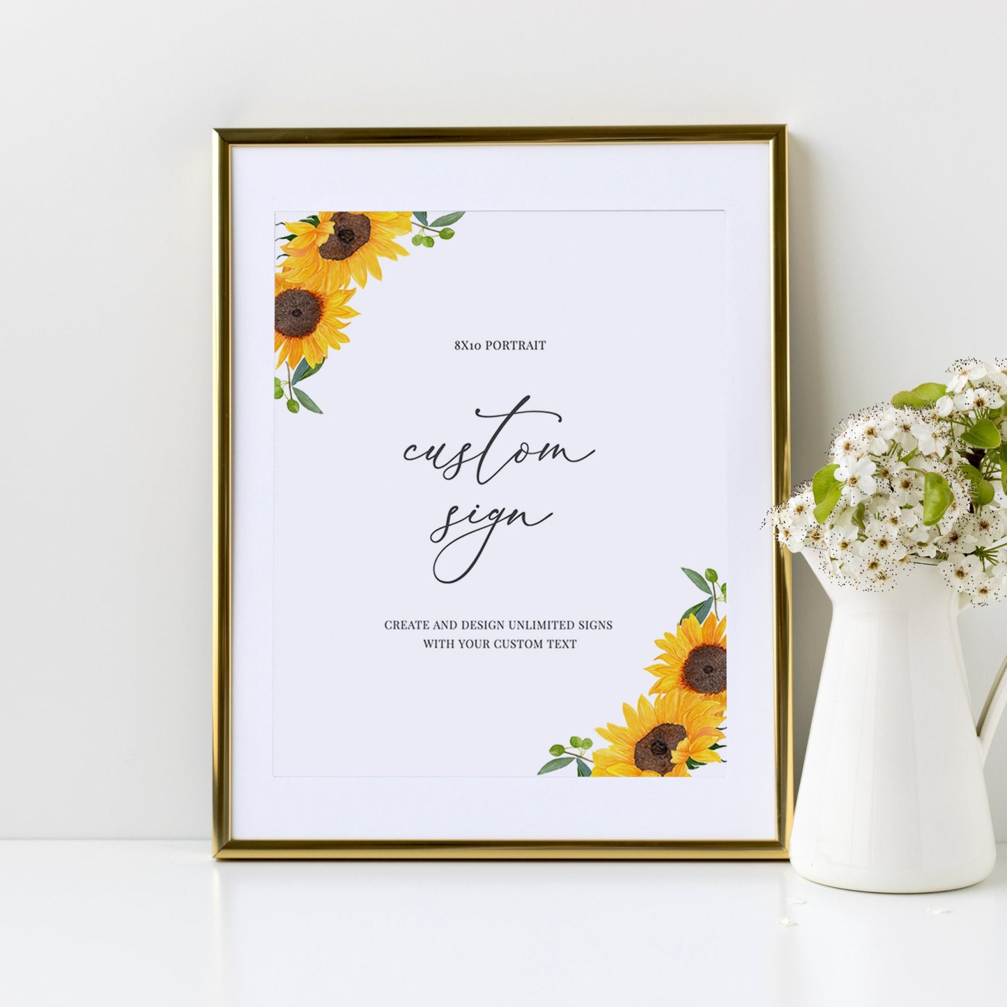 Editable   Custom Wedding Sign Sunflower Rustic Wedding Sign Kit Create Unlimited Signs 8x10 and 10x8 Template