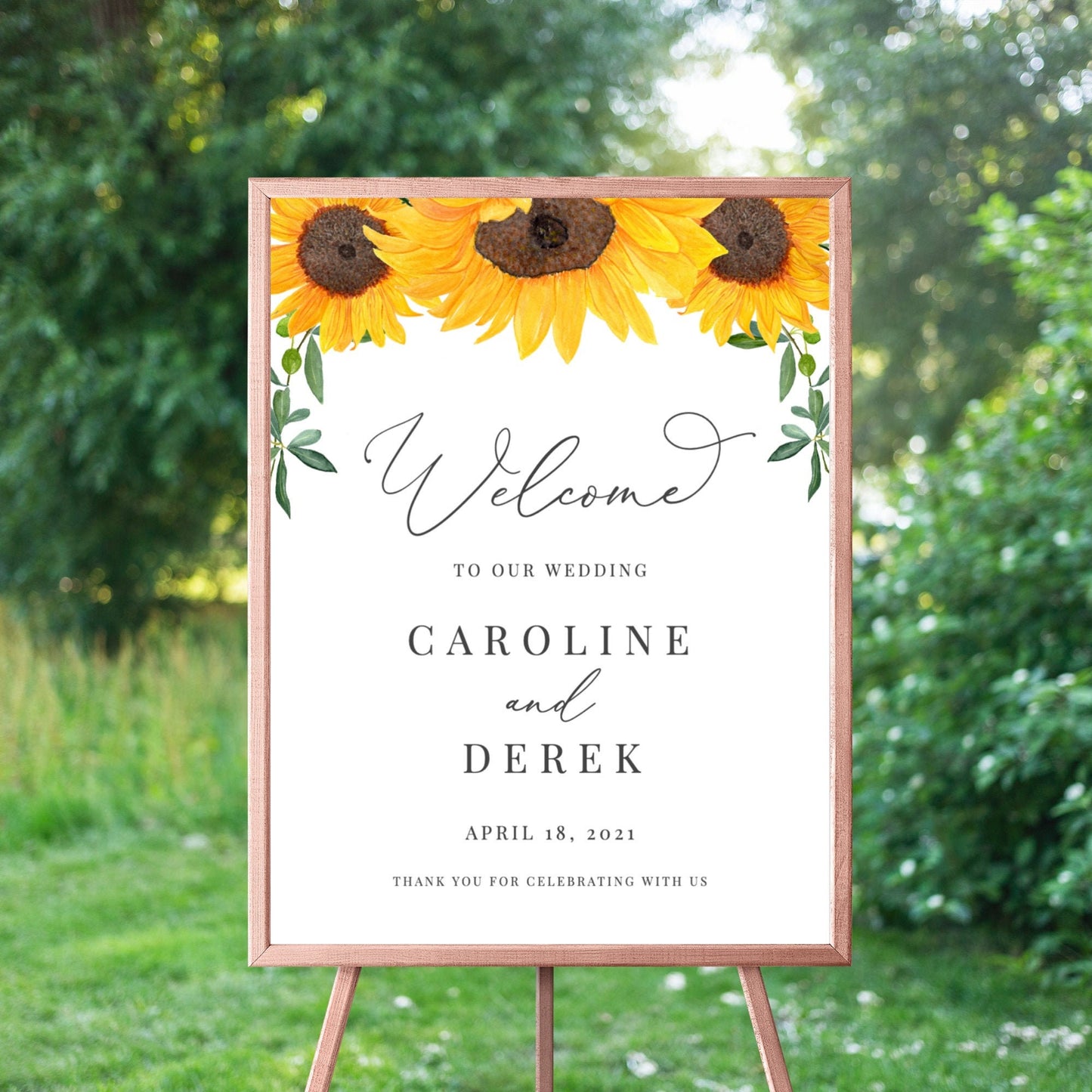 Editable   Sunflower Wedding Welcome Sign Sunflower Welcome to our Wedding Sign Template