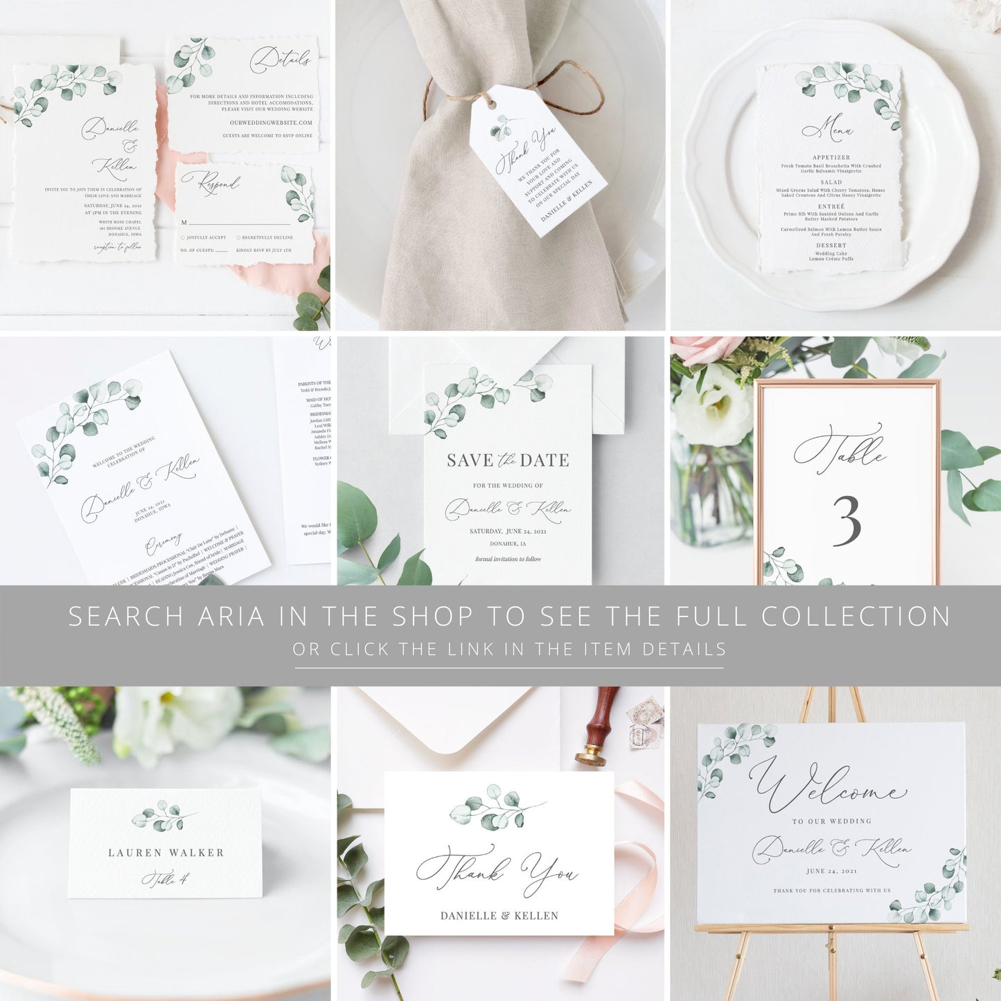 Editable Eucalyptus Wedding Invitation Greenery Wedding Invitation Set Wedding Suite Template
