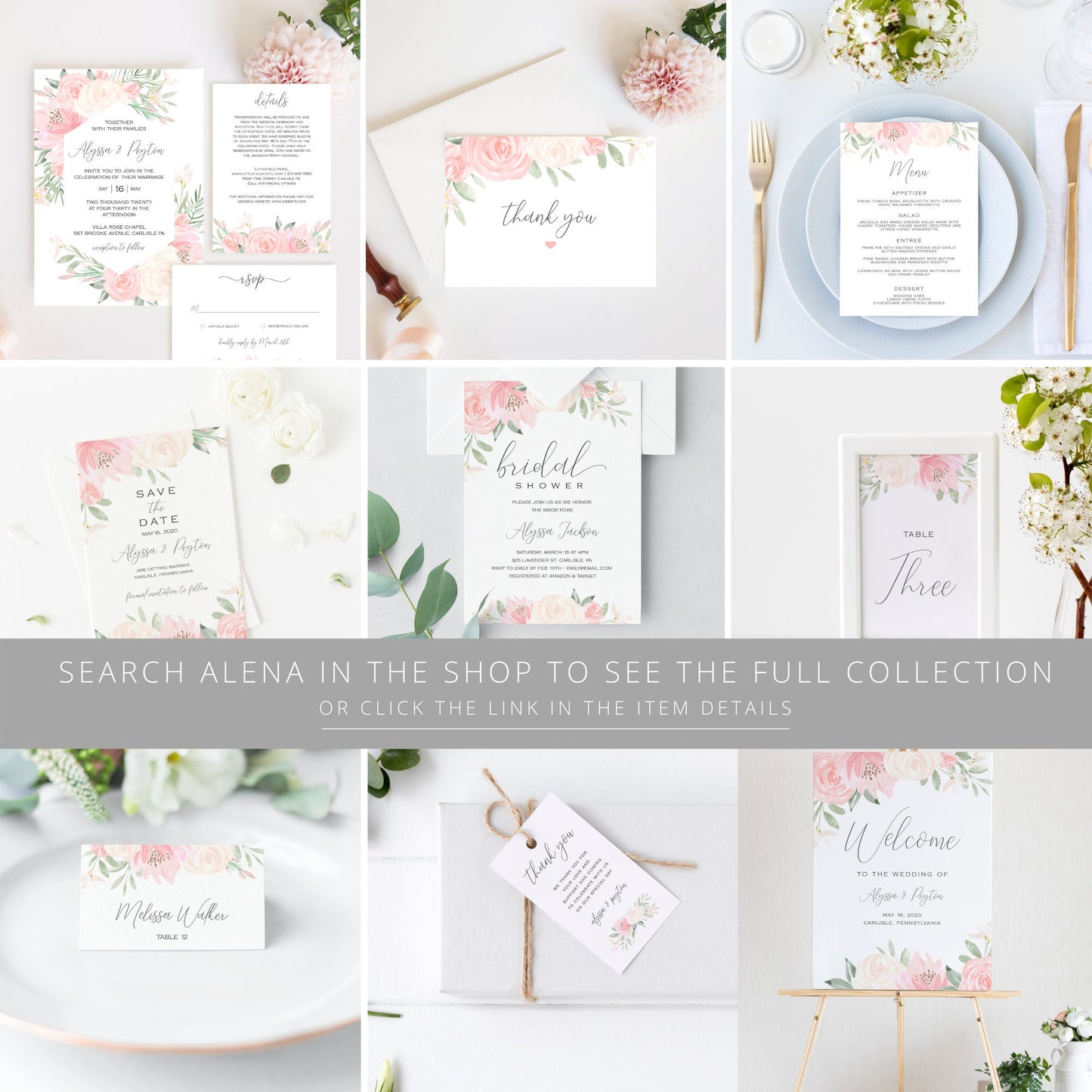 Editable Wedding Thank You Cards Cards Personalized Bridal Shower Thank You Cards Blush Floral Template