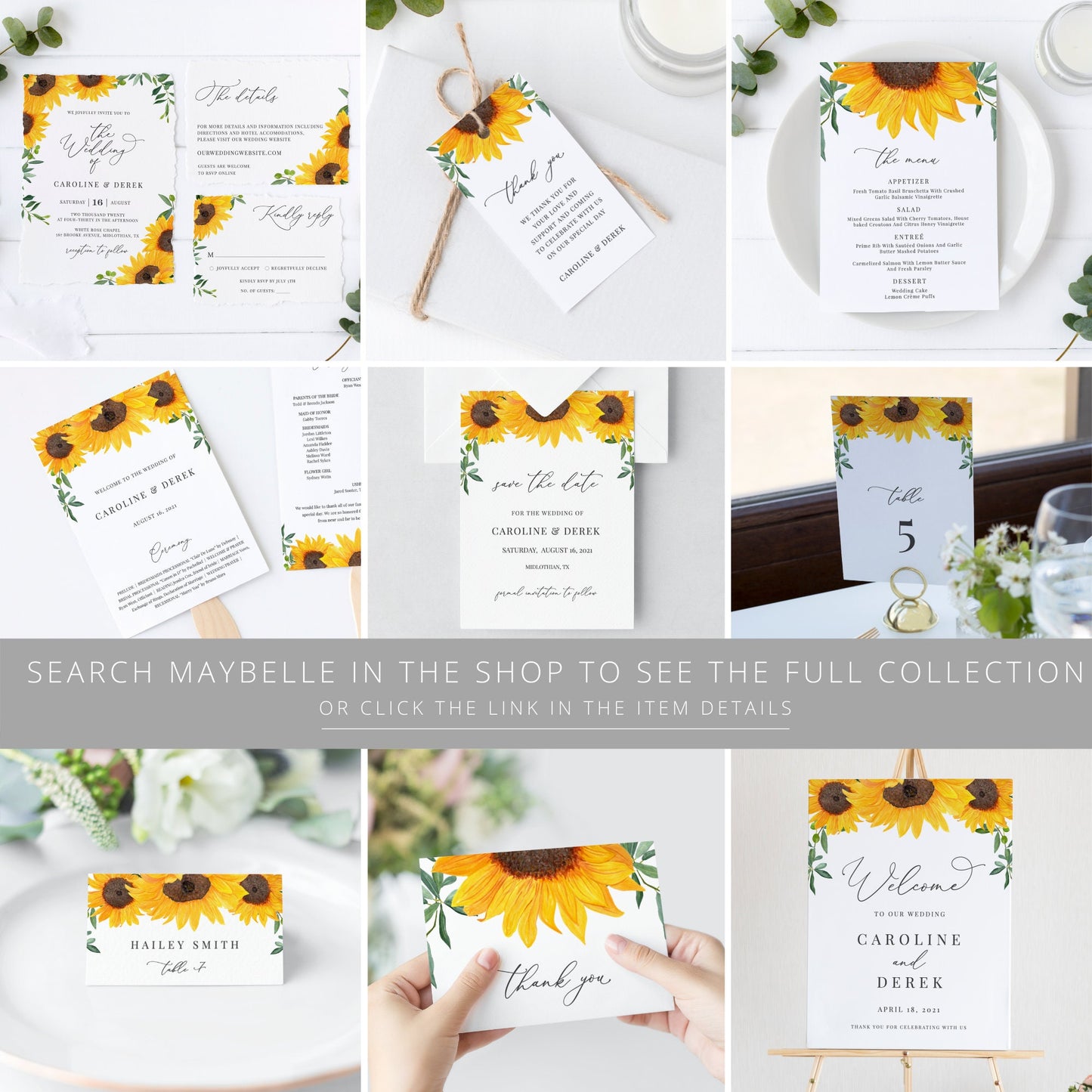 Editable   Sunflower Wedding Place Card Sunflower Wedding Name Card Escort Card Template